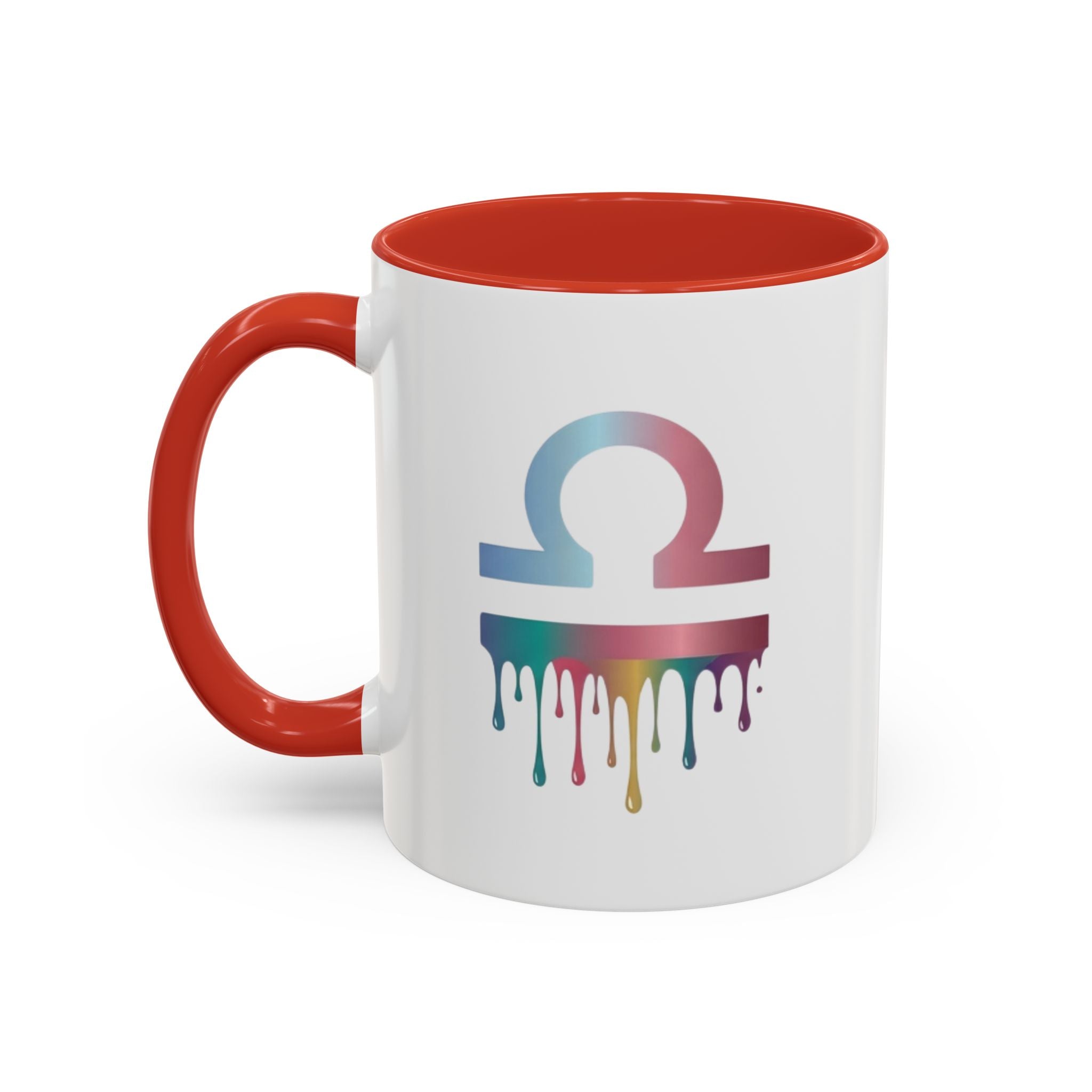 Libra Drip Accent Coffee Mug — Zodiac Symbol Rainbow Design