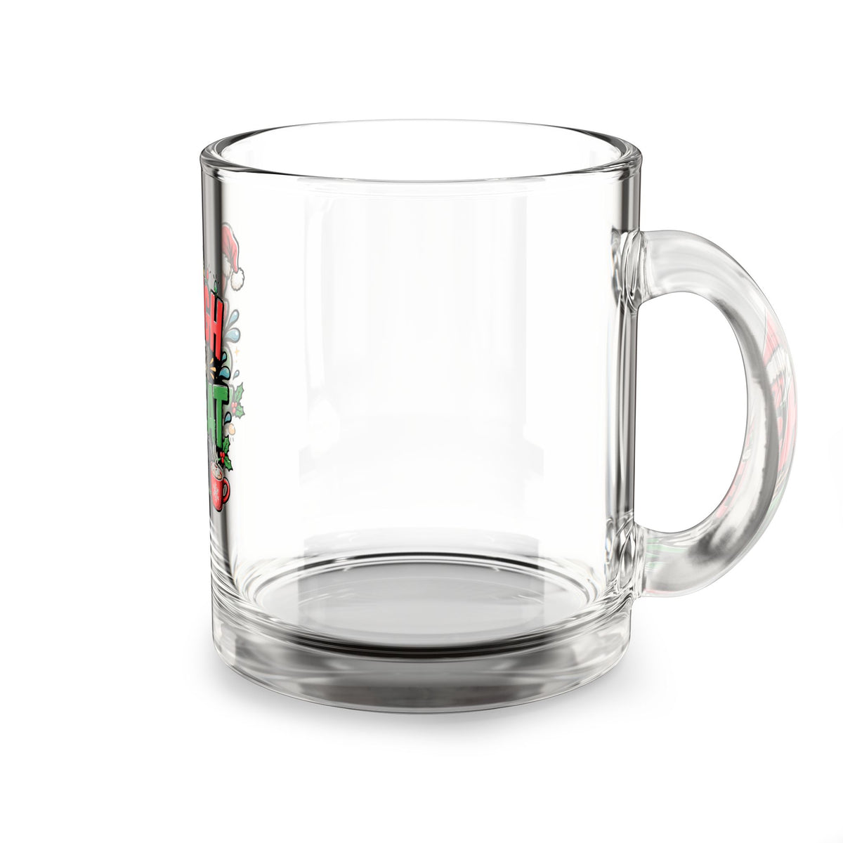 Modern Day Christmas Glass Mug  10oz Glass Mug — "Sleigh Then Sweat" Holiday Fitness Glass Coffee Mug (10 oz)