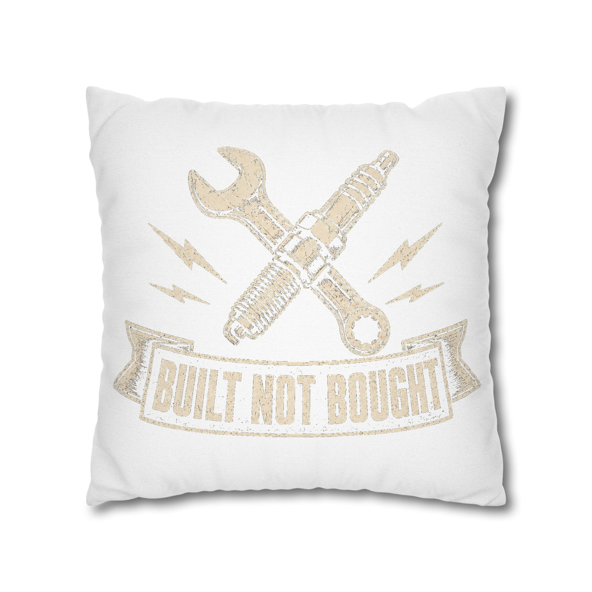 Built Not Bought Pillowcase  Milo Bailey Dog Dad Mom— Mechanic Wrench Spark Plug Decorative Throw Pillow