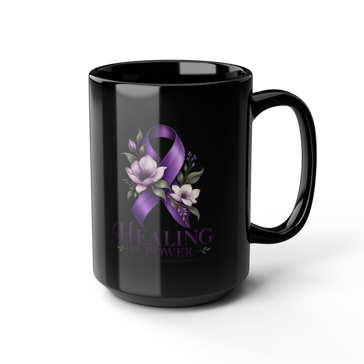 Healing Has Power Purple Ribbon Domestic Violence Awareness Mug