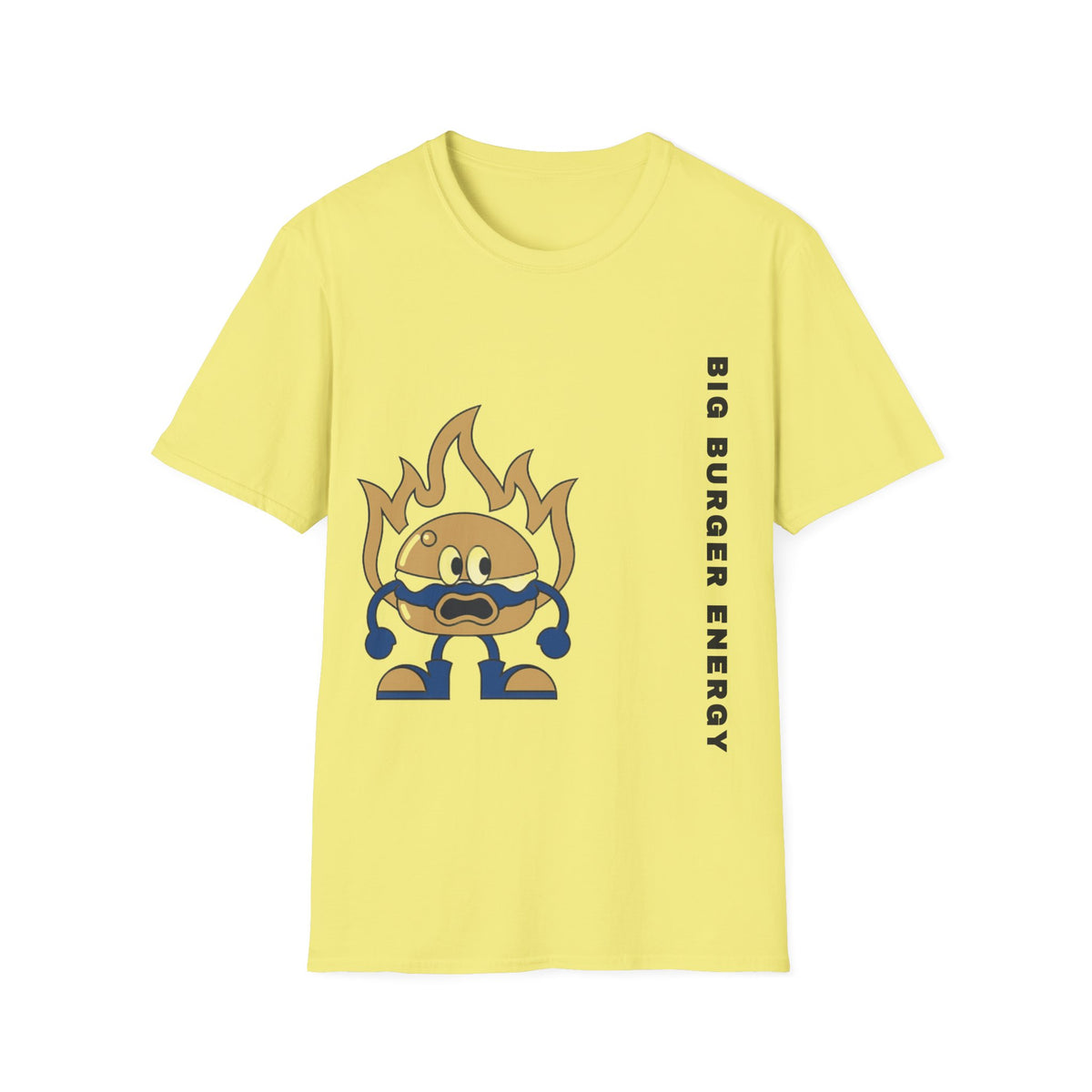 Burger Mascot T‑Shirt — ‘Big Burger’ Flame Character Graphic Tee - Trending Now - September 2026