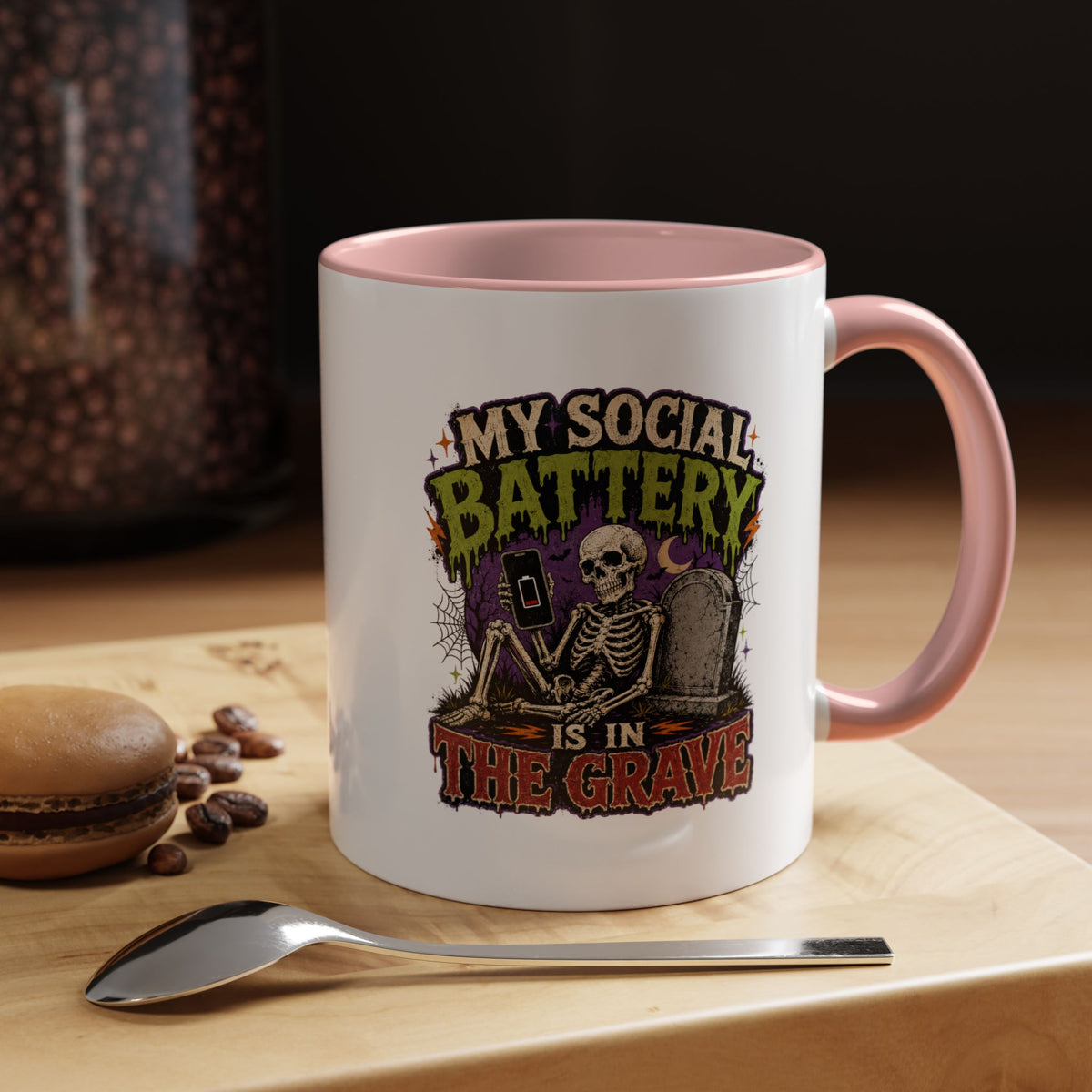 Halloween  My Social Battery Accent Coffee Mug