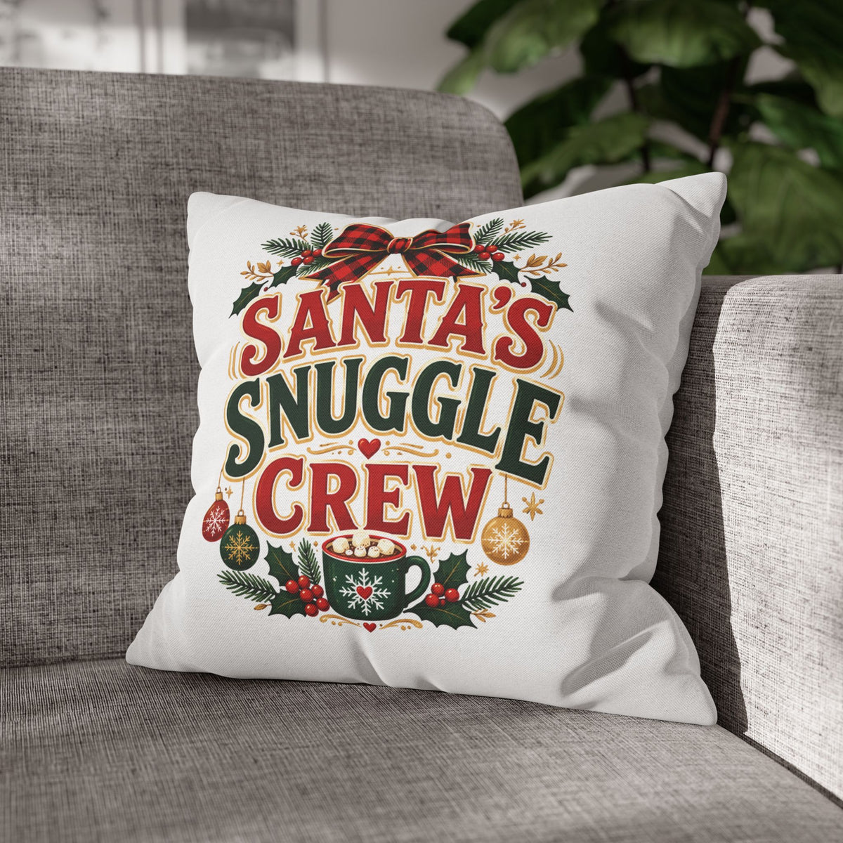 Christmas Santa’s Snuggle Crew Throw Pillow Pillowcase