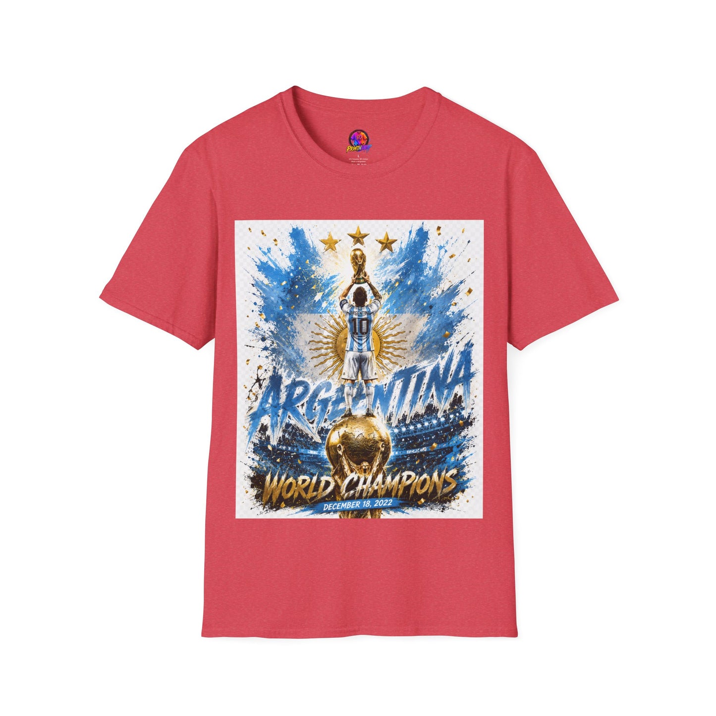 Argentina World Champions T‑Shirt — Soccer World Cup 3 Stars Tribute
