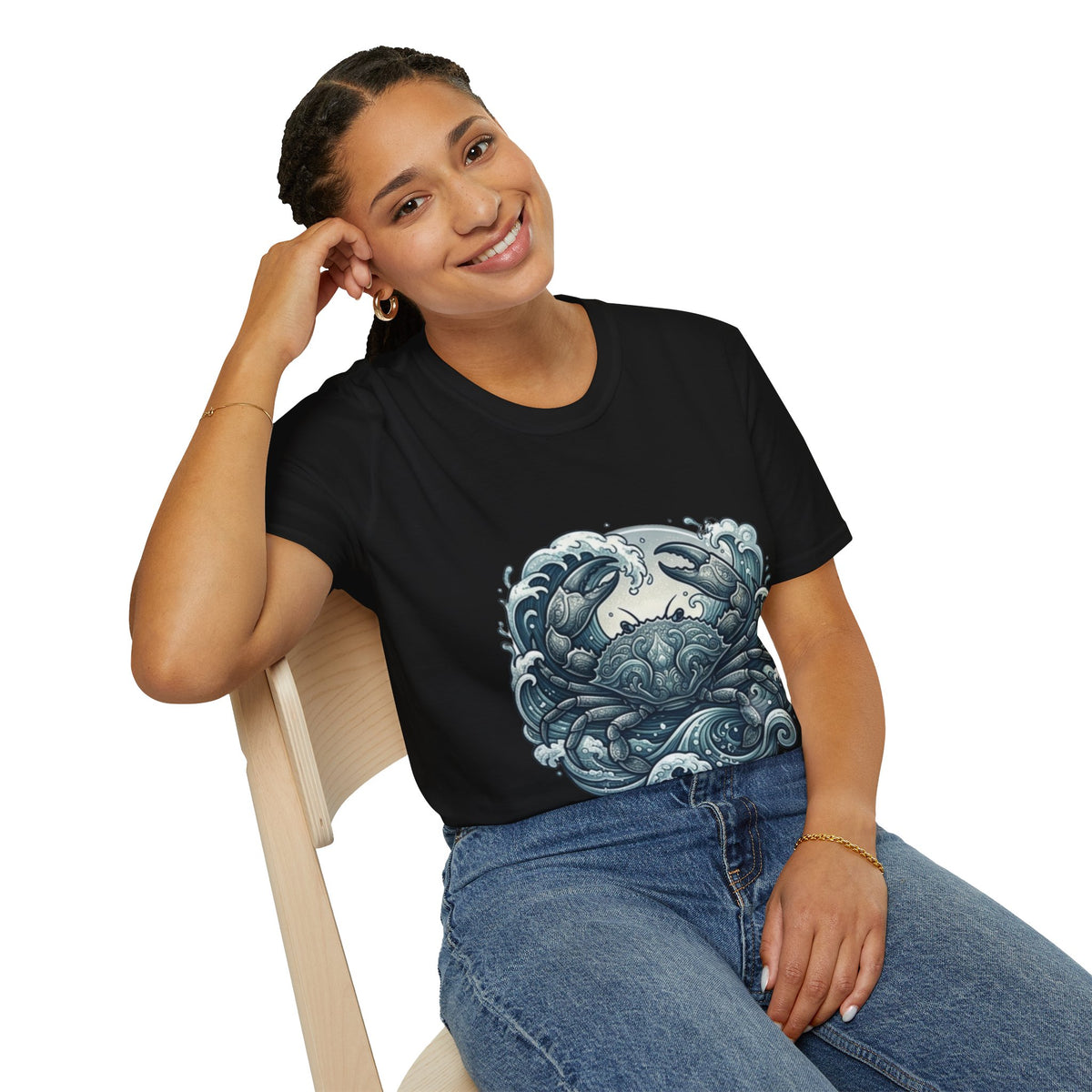 Crab and Waves Graphic T-Shirt — Coastal Oceanic Nautical Tee