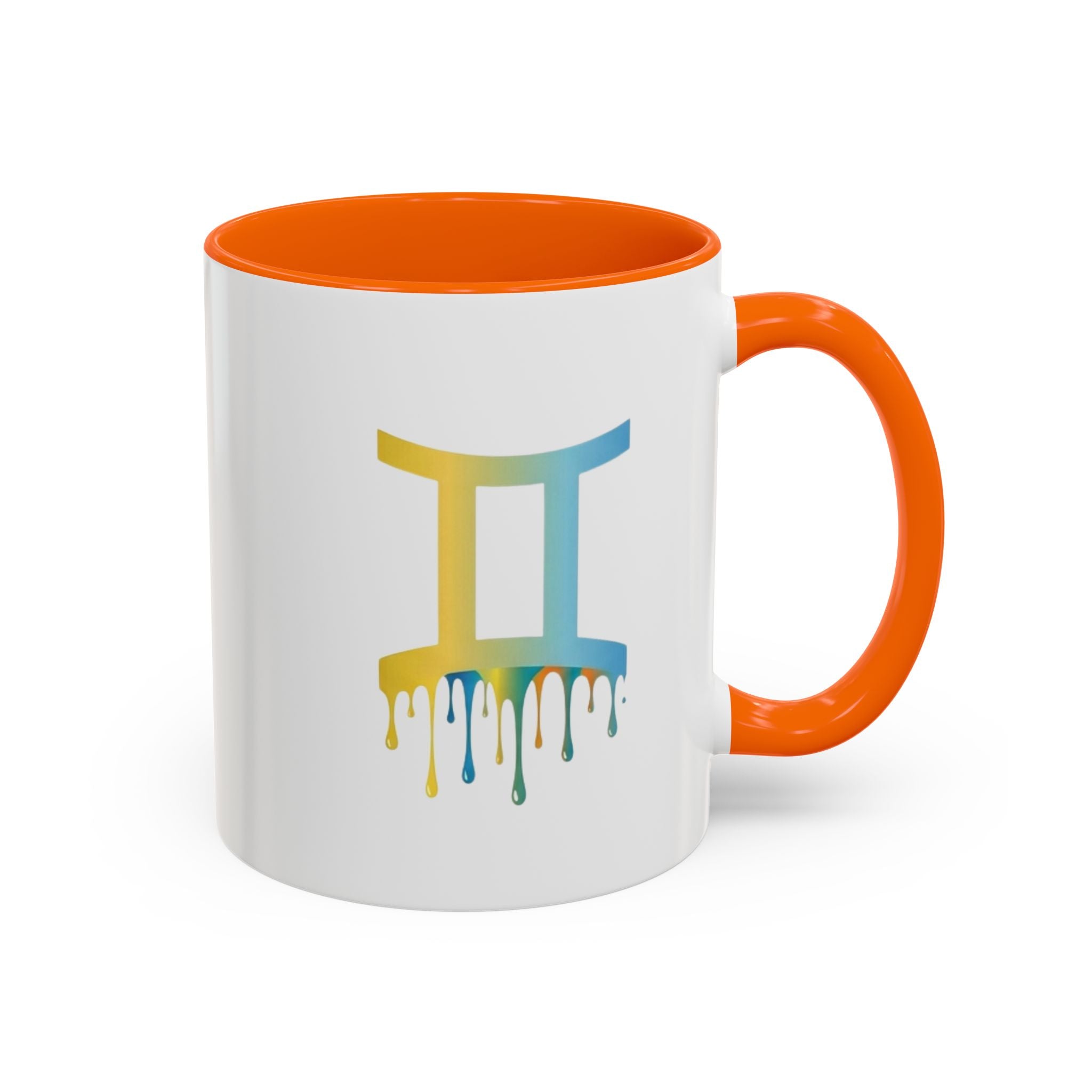 Gemini Zodiac Coffee Mug - Dripping Rainbow Gemini Symbol Accent Mug