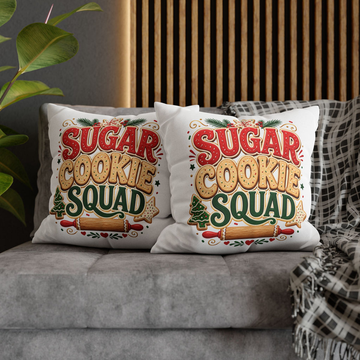 Christmas Sugar Cookie Squad Pillowcase – Festive Christmas Baking Decorative Throw Pillowcase