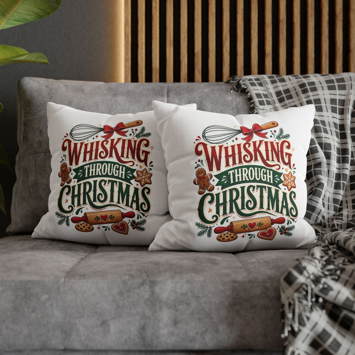 Christmas Whisking Through Christmas Spun Polyester Square Pillowcase