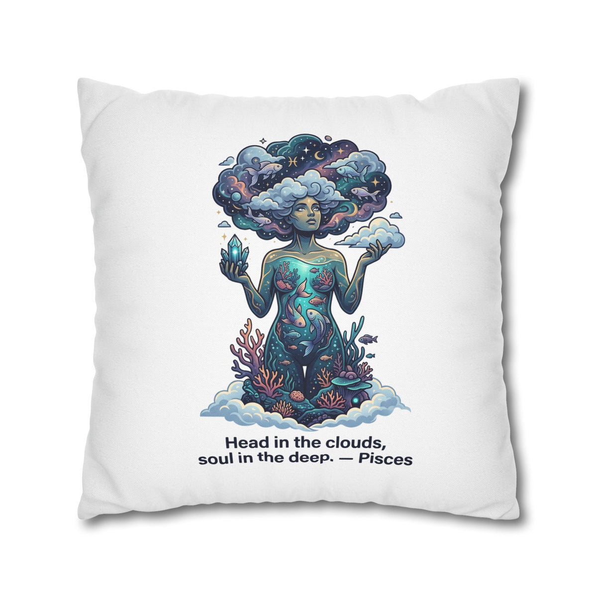 Pisces Zodiac Pillowcase – "Head in the clouds, soul in the deep" Decorative Throw Pillow
