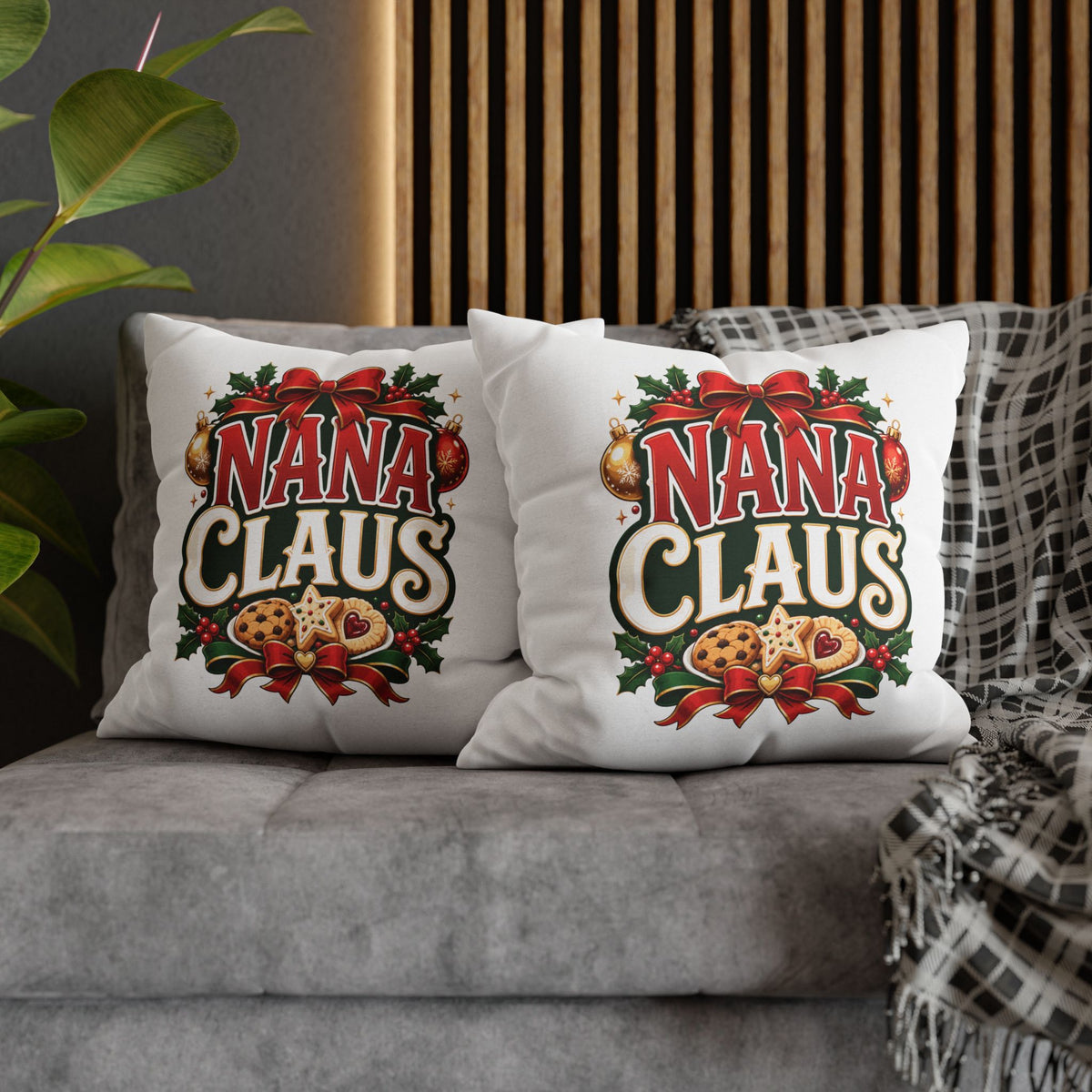 Nana Claus Christmas Pillowcase— Festive Holiday Decor Cushion for Grandmas