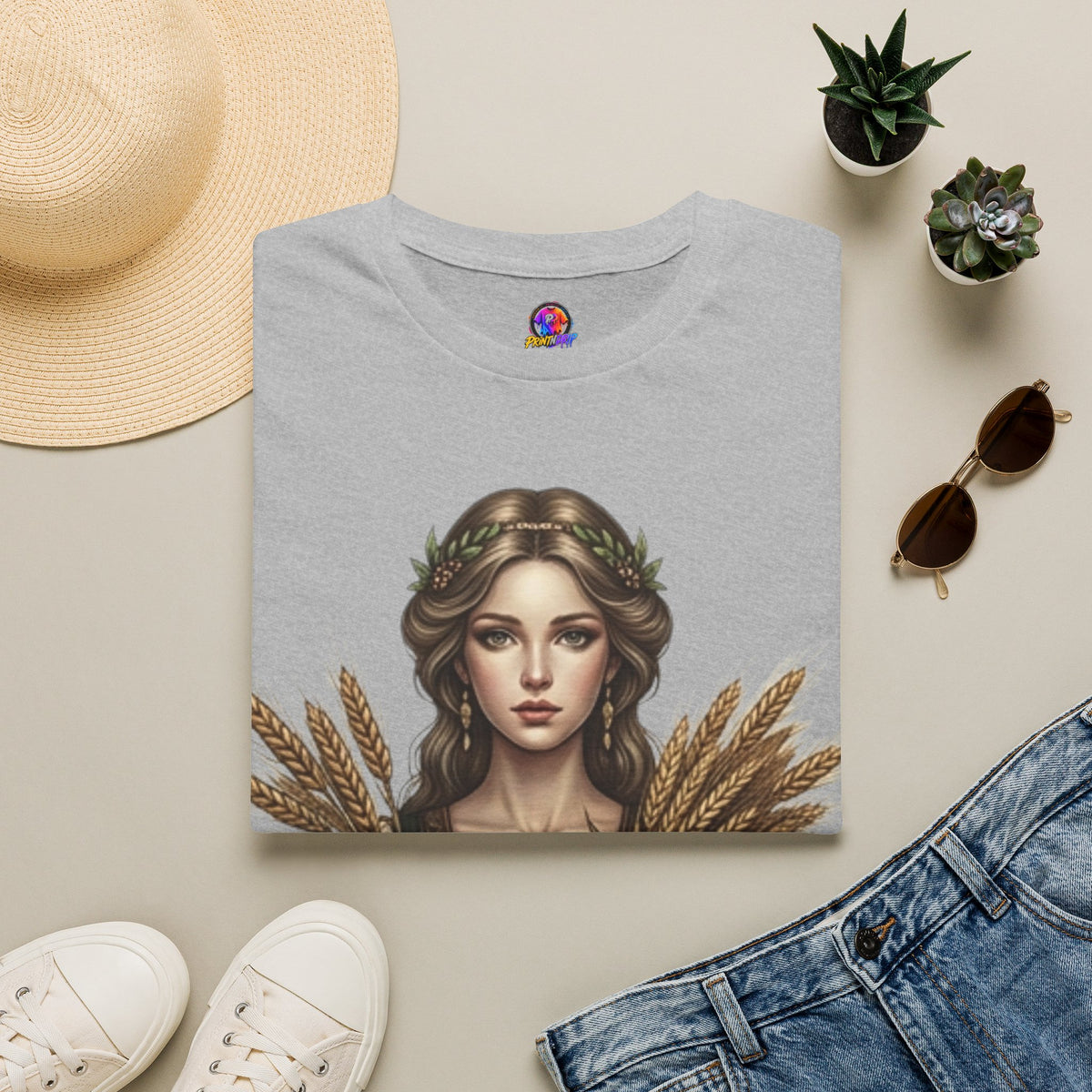 Goddess of Harvest T‑Shirt — Wheat Maiden Graphic Tee