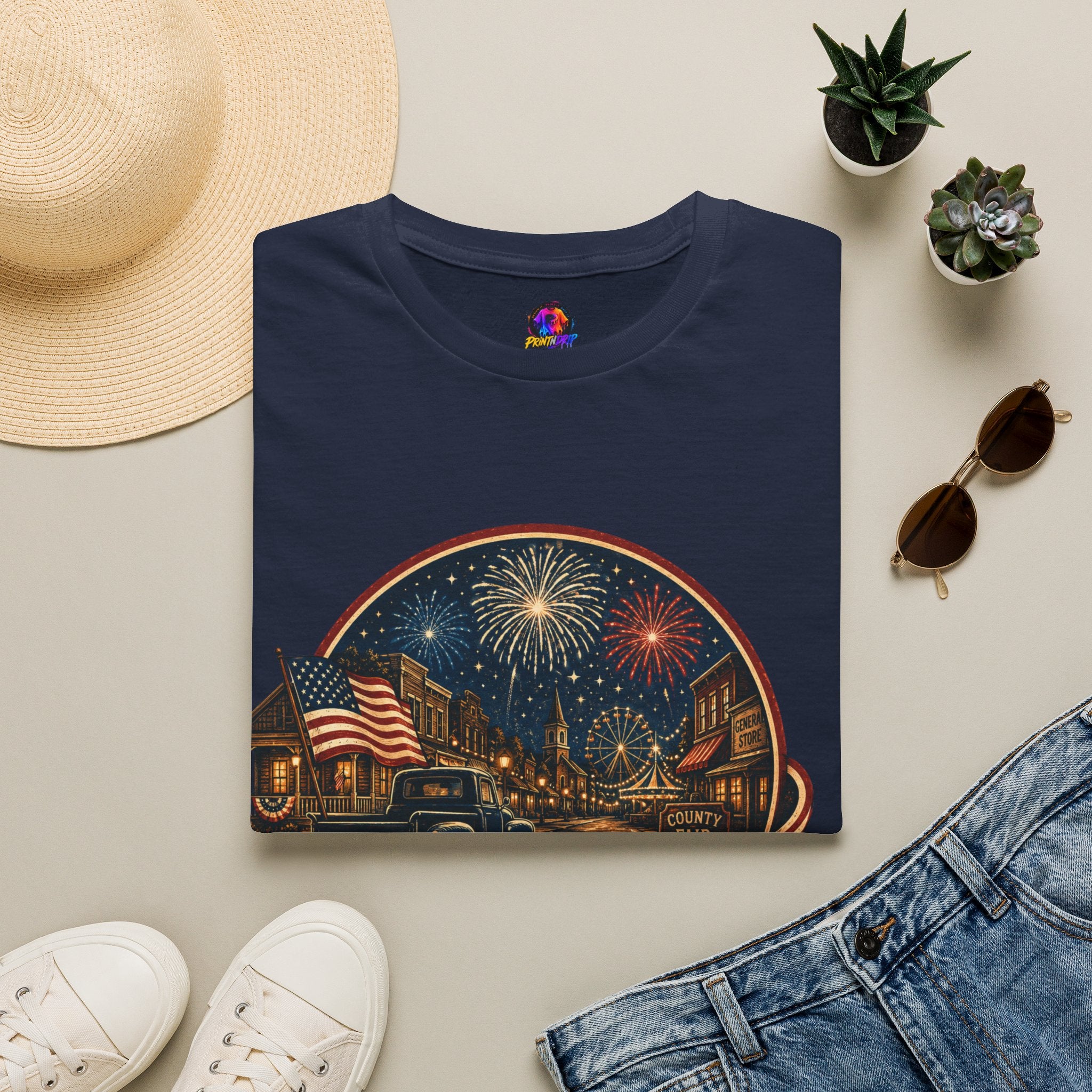 Small Town Big Freedom T-Shirt — Patriotic 4th of July Fireworks Tee