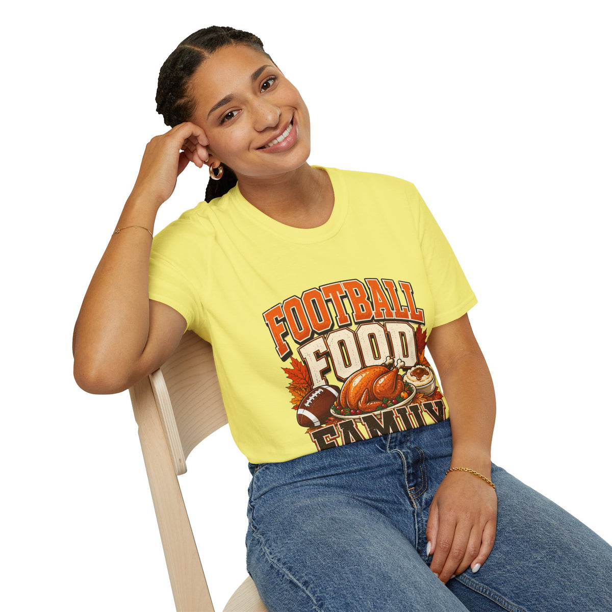 Thanksgiving T-Shirt Football Food Family T-Shirt — Thanksgiving Tailgate Tee for Fans