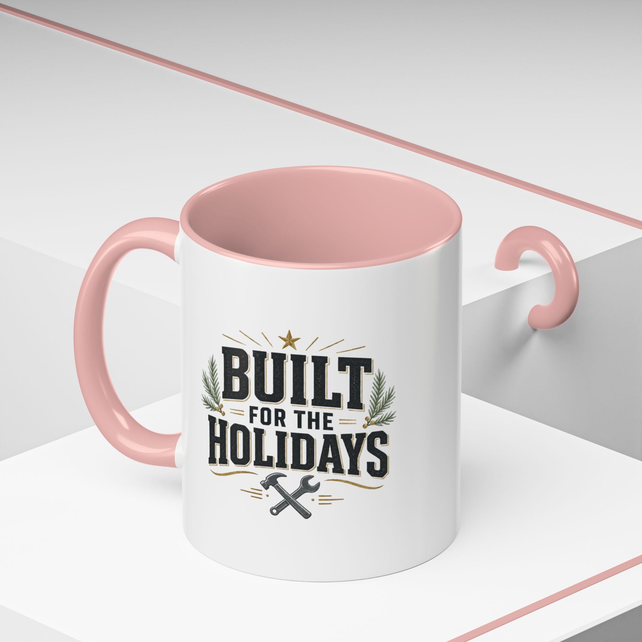 Christmas Built for the Holidays Accent Coffee Mug – Holiday Workshop Coffee Cup