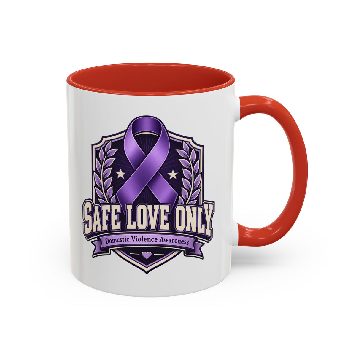 Coffee Mug — "Safe Love Only" Domestic Violence Awareness (Purple Ribbon)