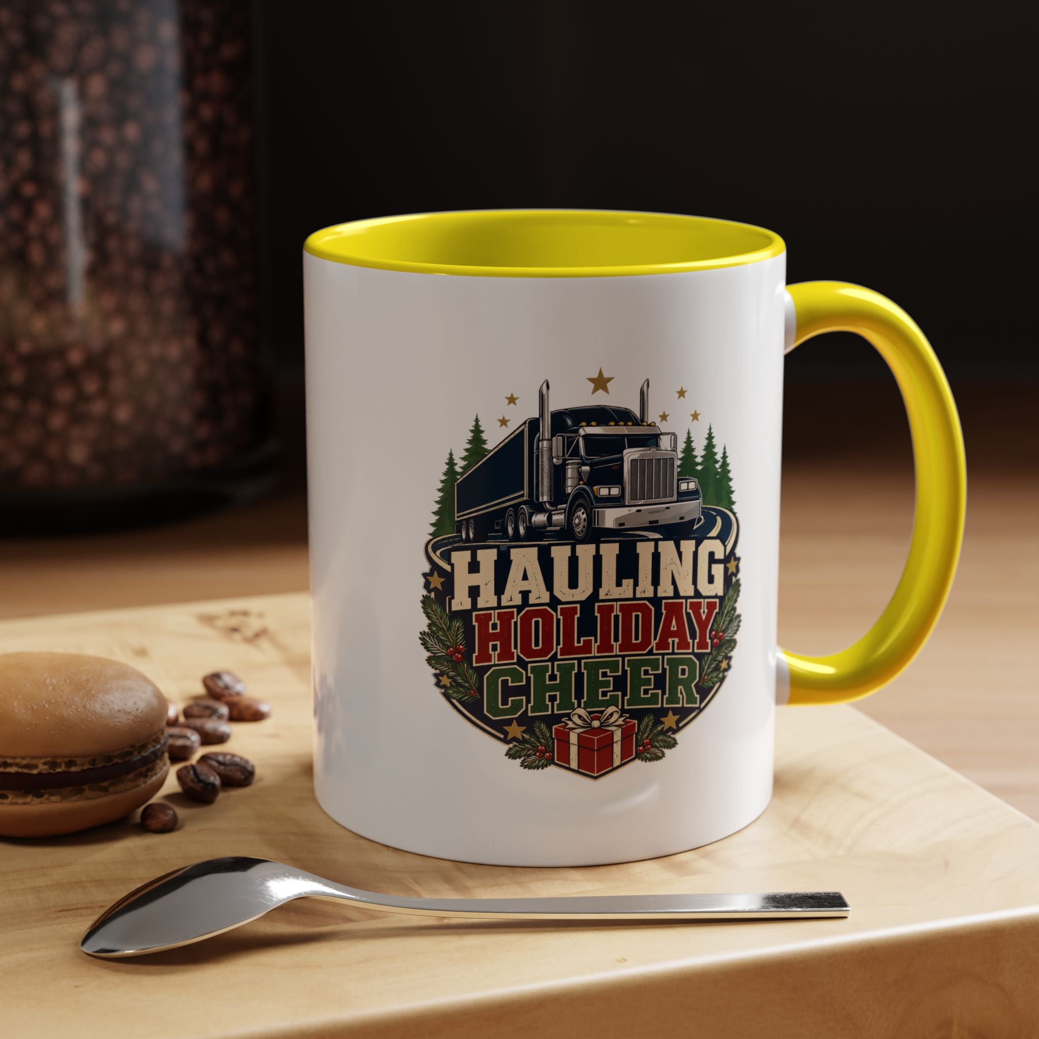 Modern Day Christmas Hauling Holiday Cheer Coffee Mug