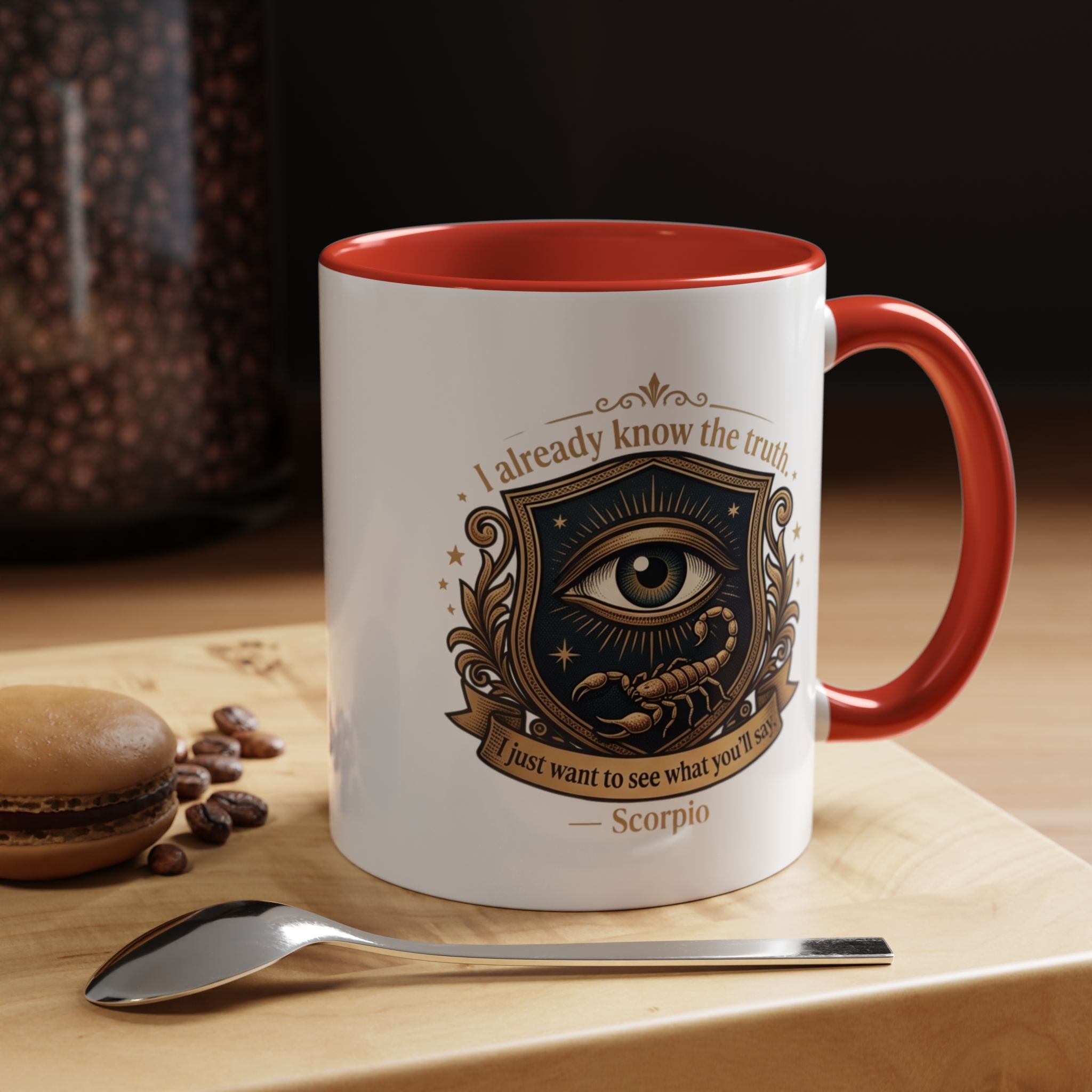 Scorpio Accent Coffee Mug — "I Already Know the Truth" Astrology Zodiac Mug