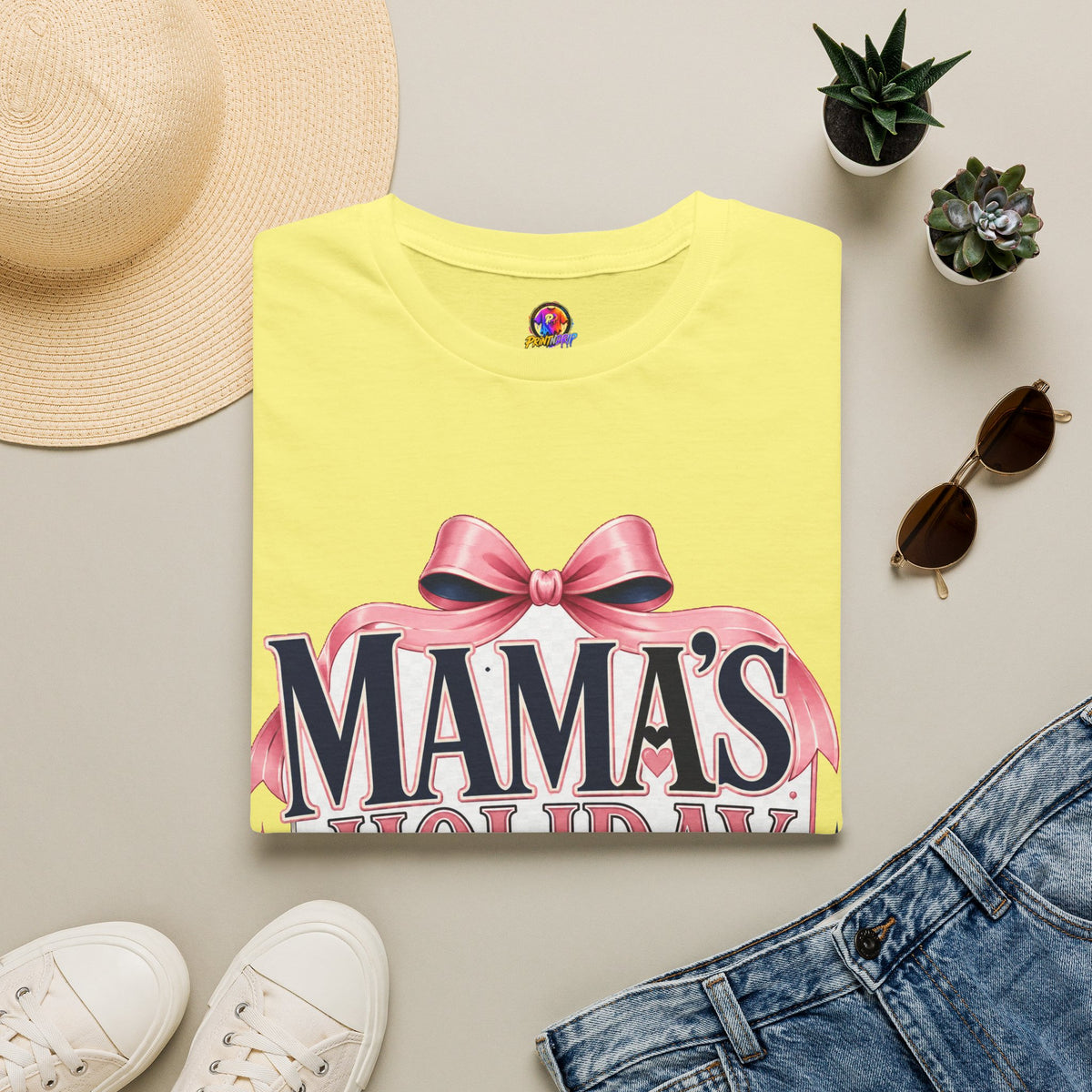 Mama's Holiday Era T-Shirt — Festive Pink Bow Christmas Tee for Moms