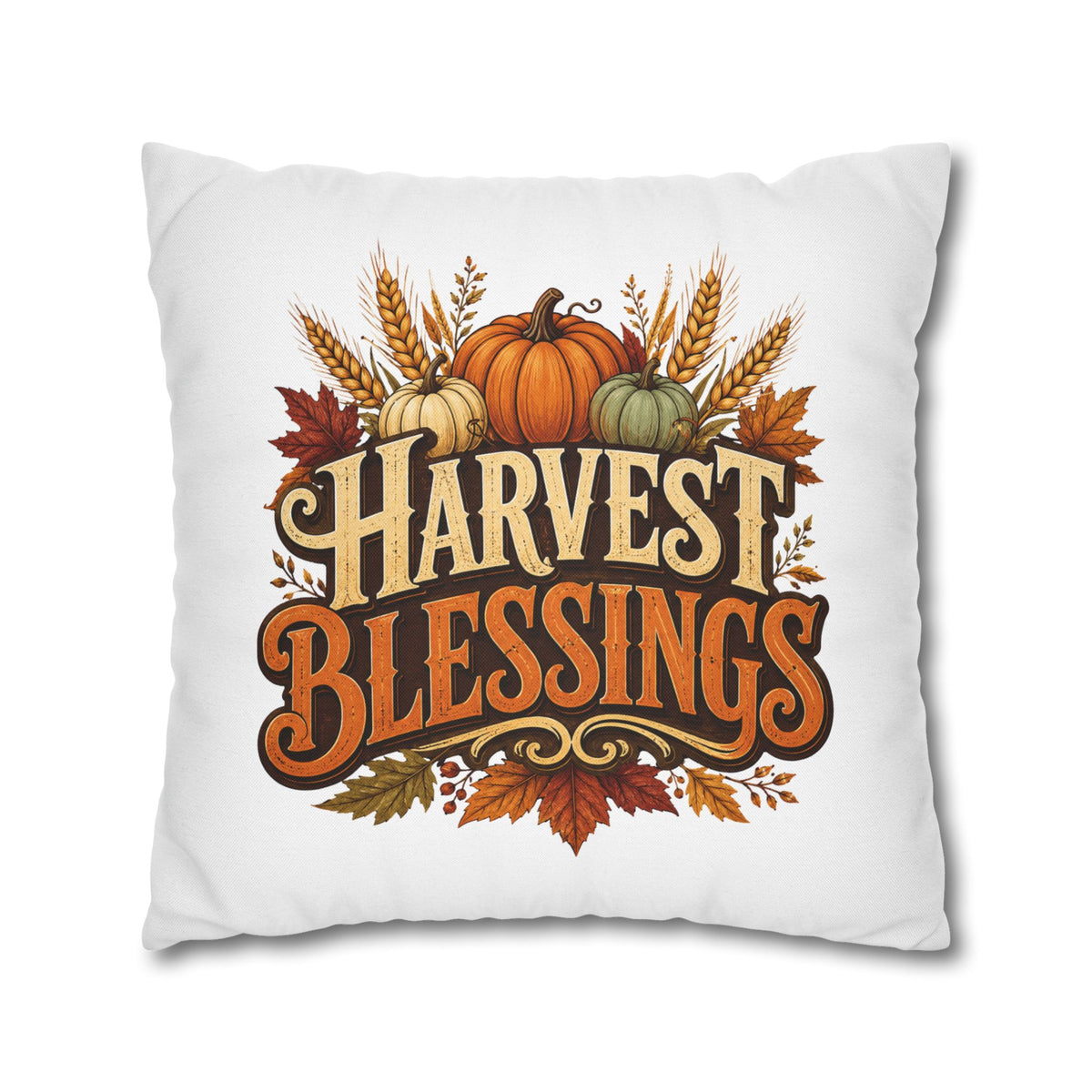 Thanksgiving Harvest Blessings Throw Pillowcase — Autumn Pumpkin Fall Decor