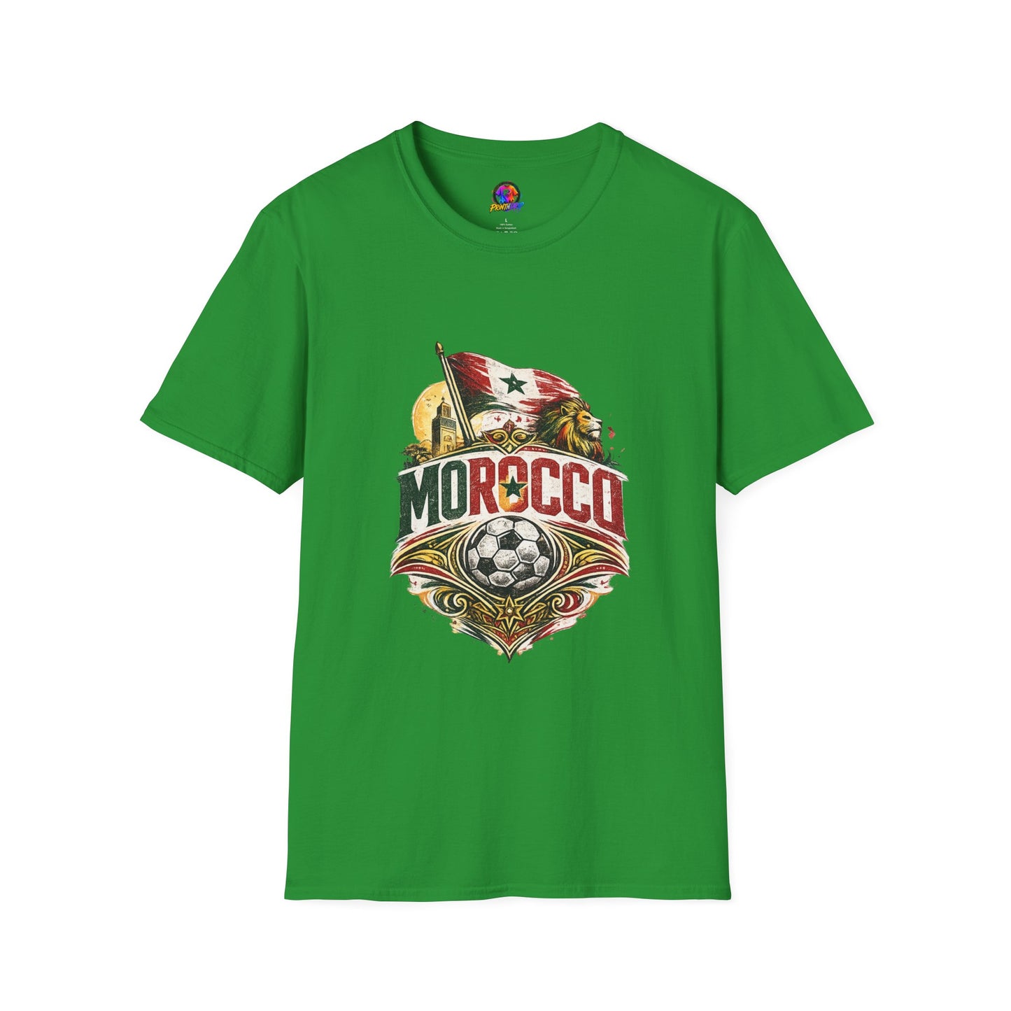 Morocco Soccer T-Shirt — Vintage Flag & Lion Football Tee