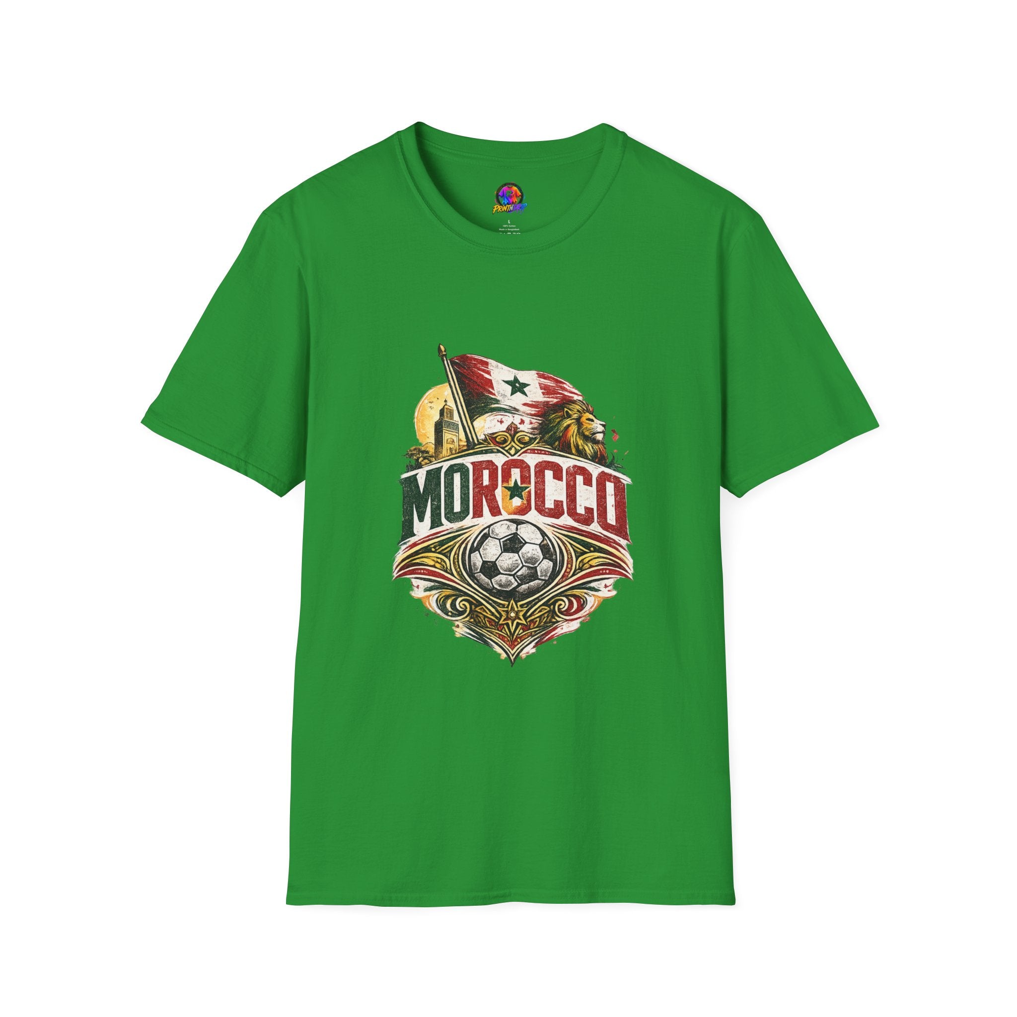 Morocco Soccer T-Shirt — Vintage Flag & Lion Football Tee