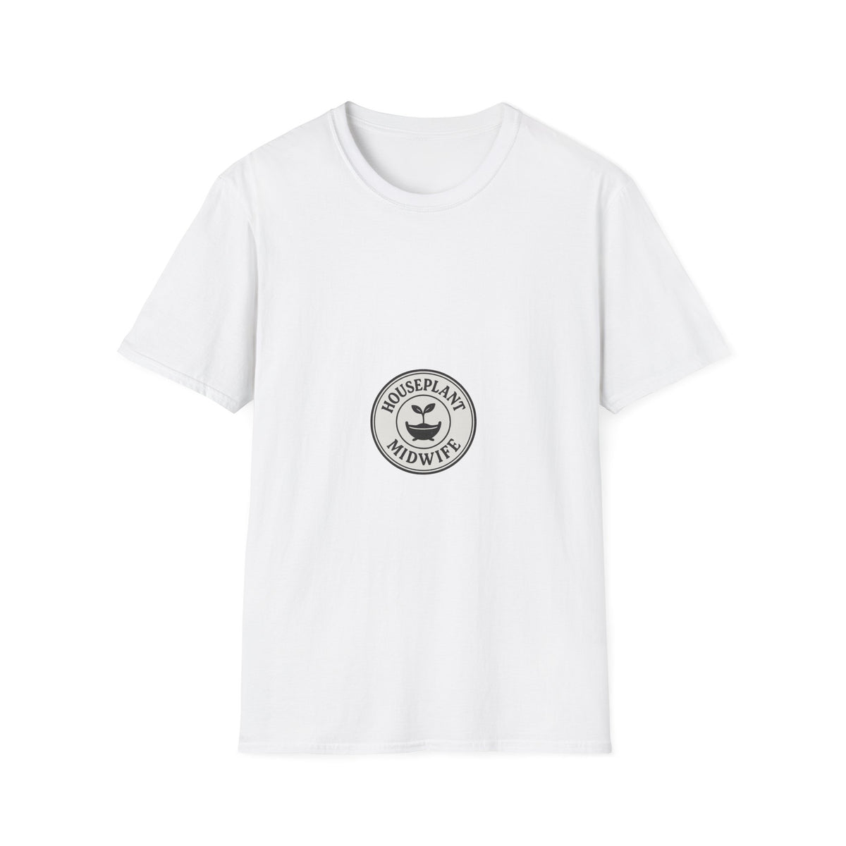 "Houseplant Midwife" Retro Circular Emblem Tee - Funny Plant Parent Propagation White T-Shirt - Trending Now - September 2026
