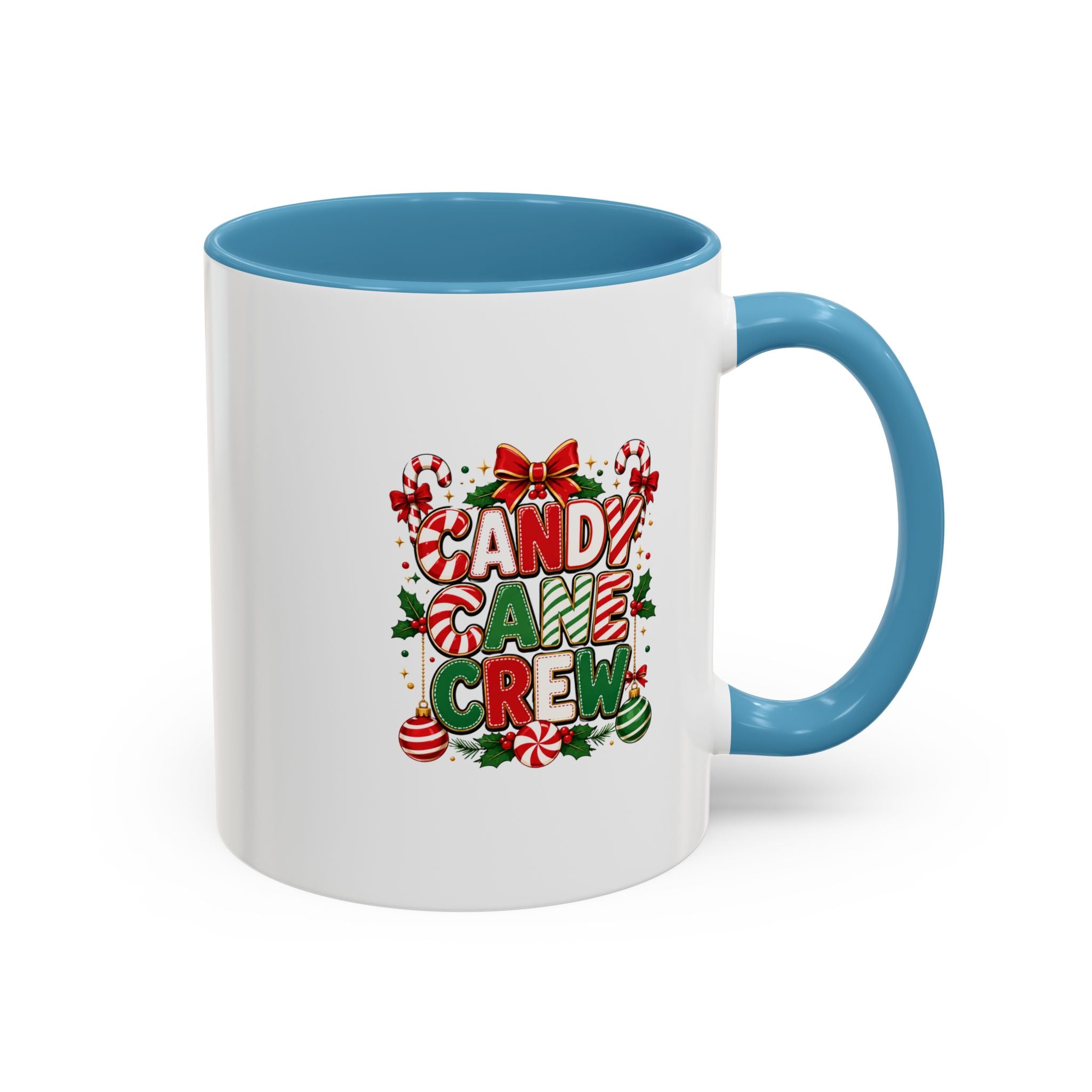 Candy Cane Crew Accent Coffee Mug — Christmas Holiday Hot Cocoa Cup