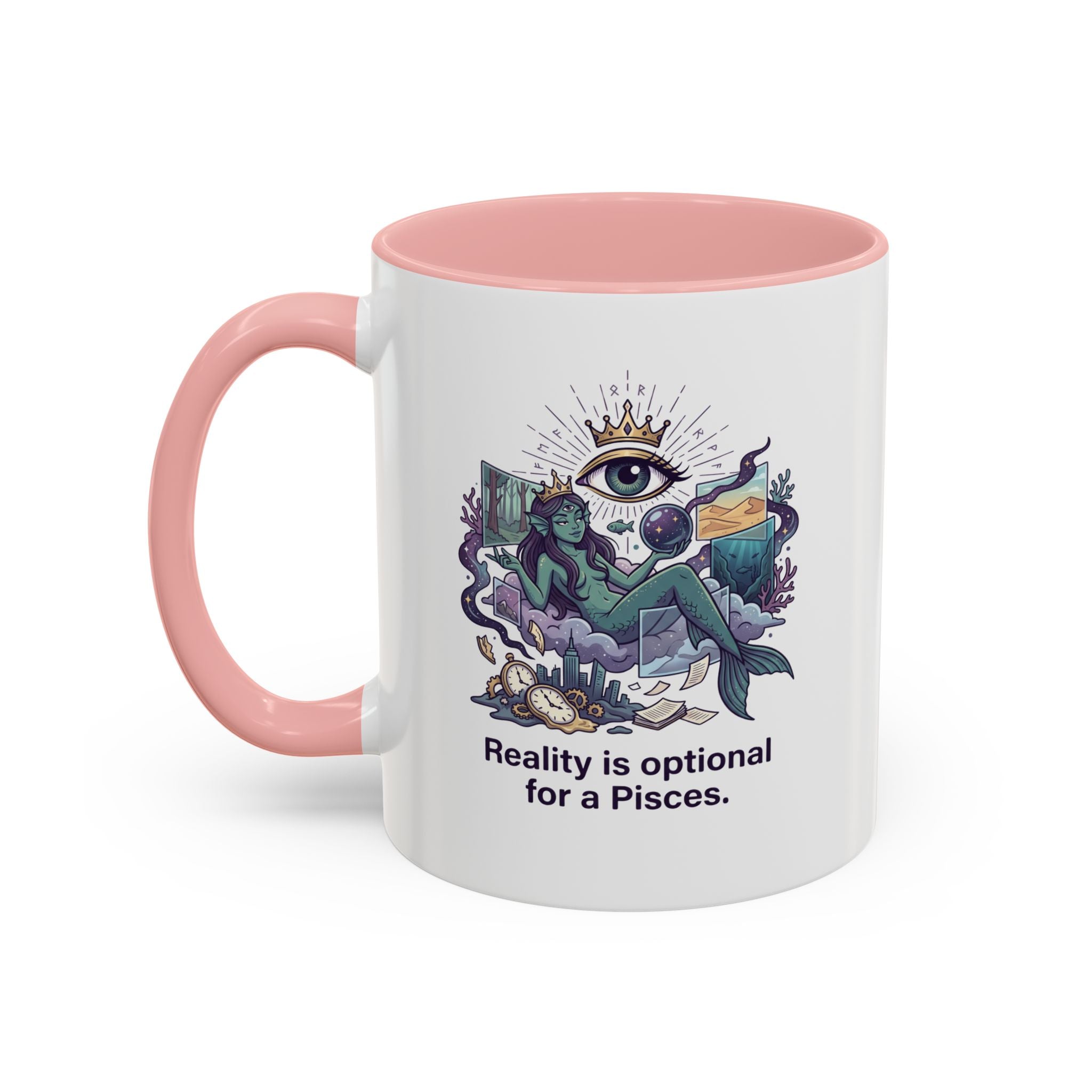 Pisces Zodiac Coffee Mug — "Reality is Optional for a Pisces" Accent Mug