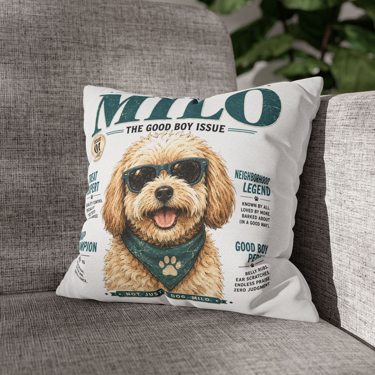 Milo 'The Good Boy Issue' Decorative Pillowcase Milo Bailey Dog Dad Mom