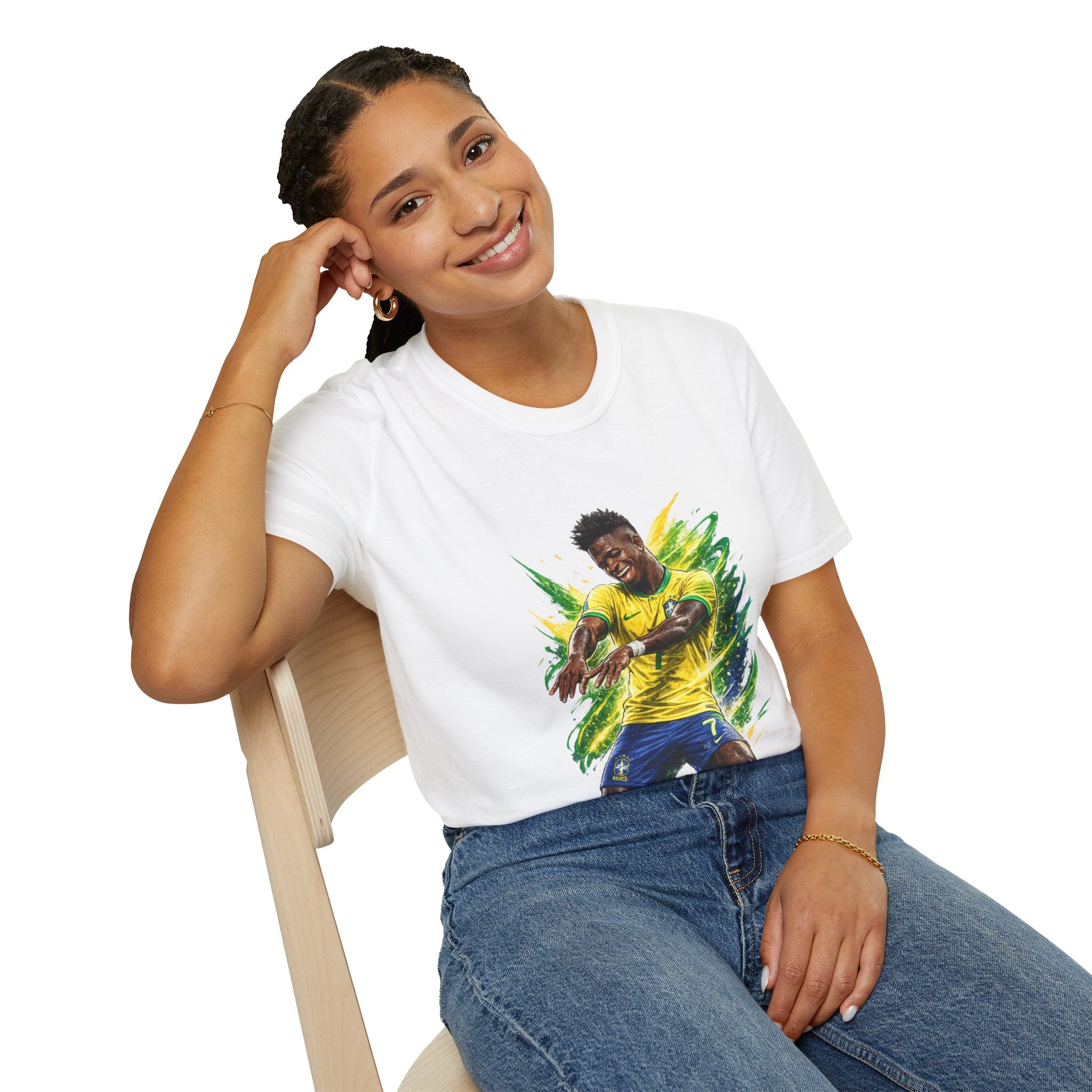 Brazil  Soccer Celebration T-Shirt — Brazilian Football Player Artwork