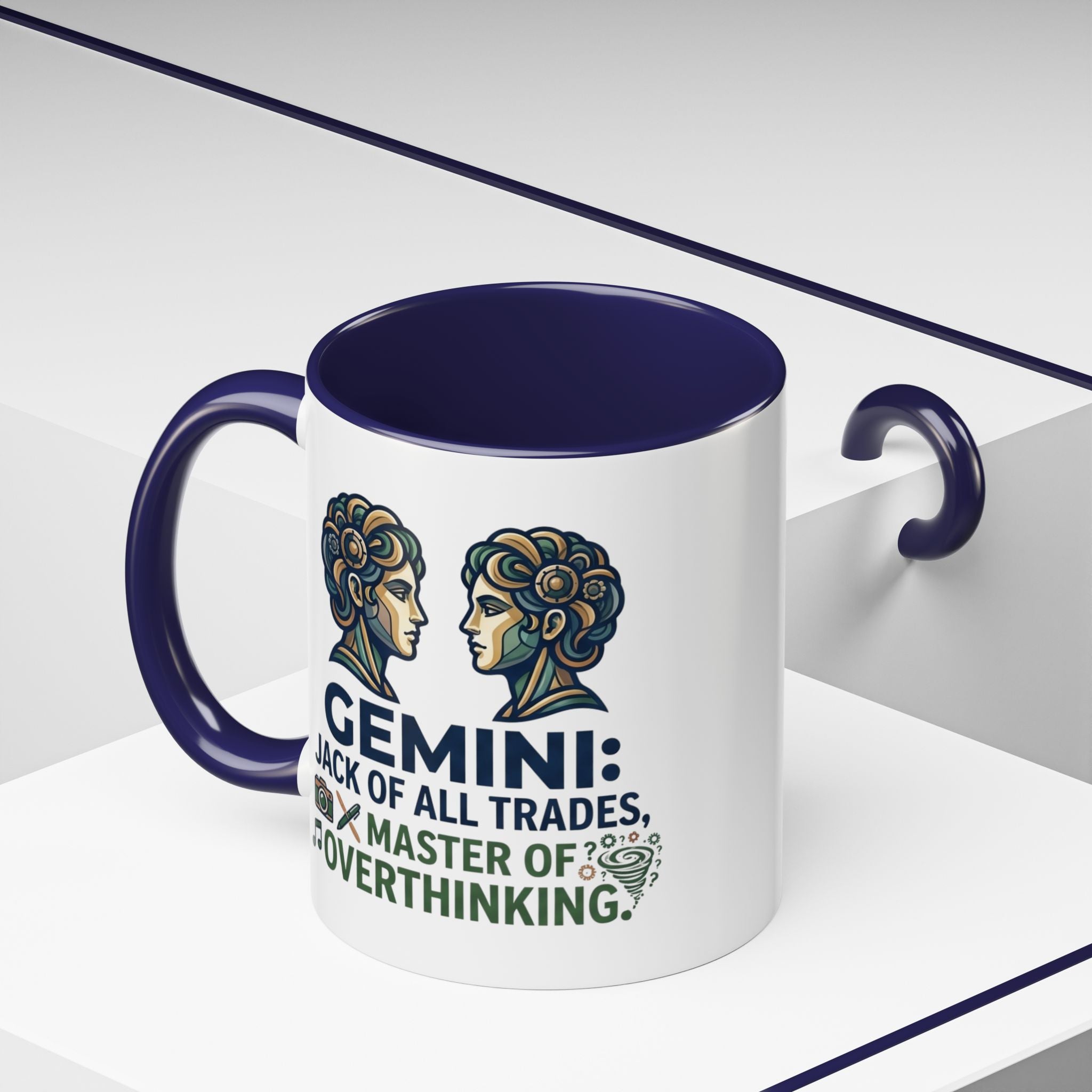 Gemini Coffee Mug – “Jack of All Trades, Master of Overthinking” Zodiac Accent Mug