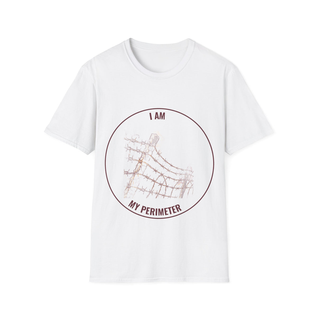 "I Am My Perimeter" Barbed Wire Graphic Tee - Aesthetic Ironic Quote White T-Shirt - Trending Now - September 2026
