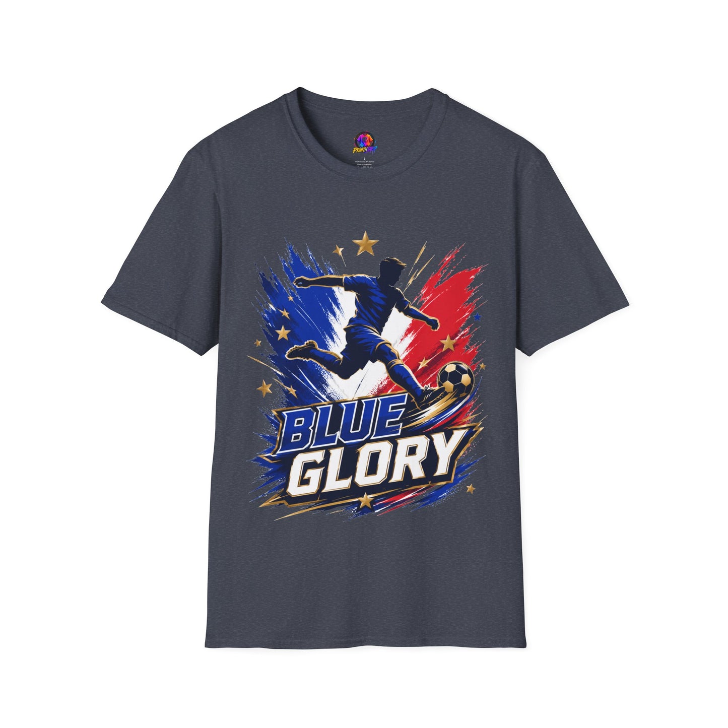 France Soccer T-Shirt — "Blue Glory" Red, White & Blue Player Graphic