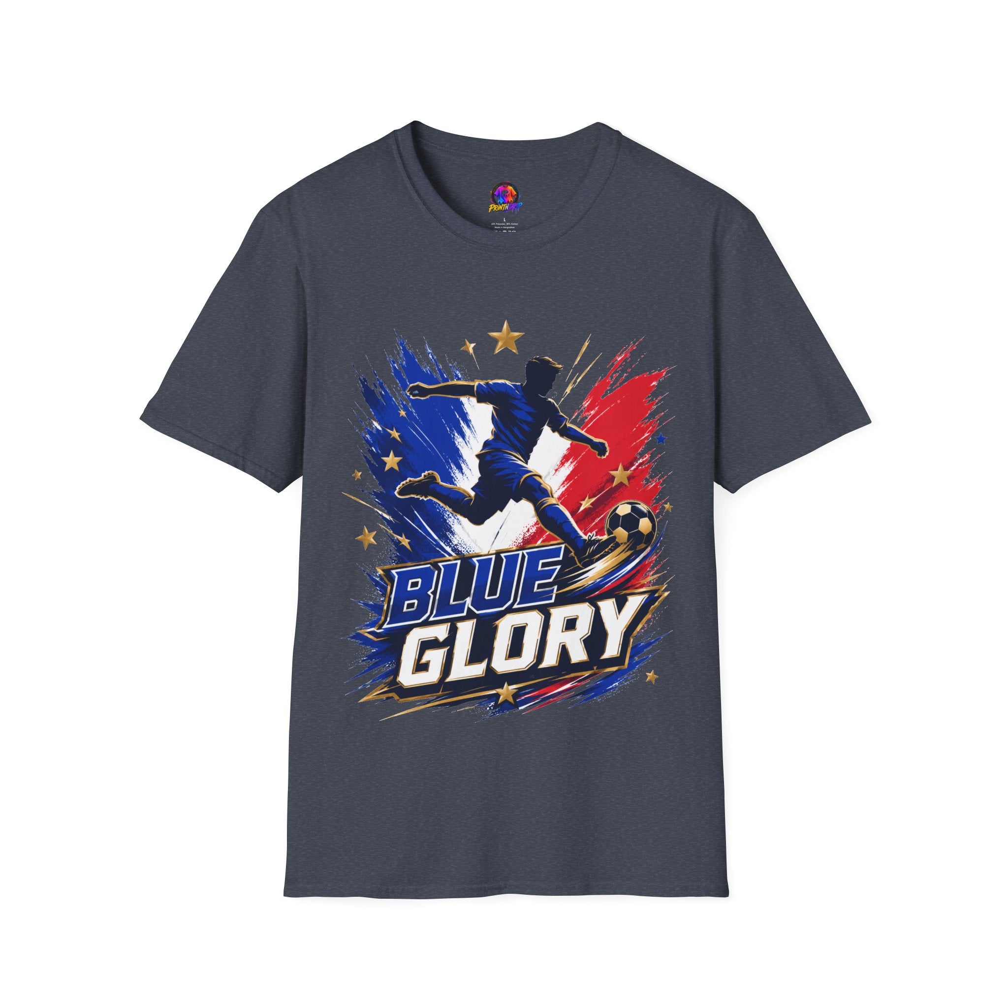 France Soccer T-Shirt — "Blue Glory" Red, White & Blue Player Graphic