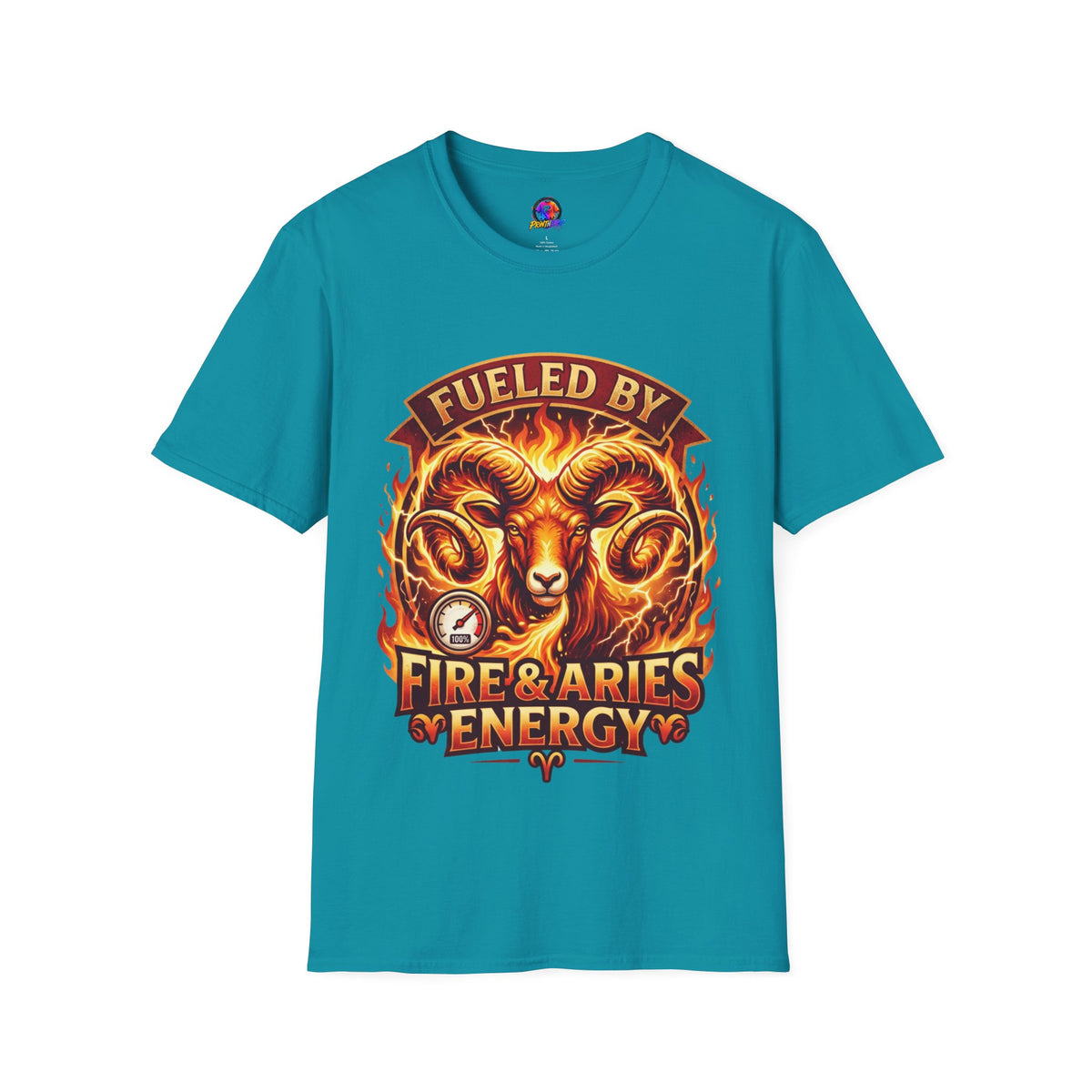 Aries Zodiac Fueled By Fire & Aries Energy T-Shirt — Zodiac Ram Graphic Tee