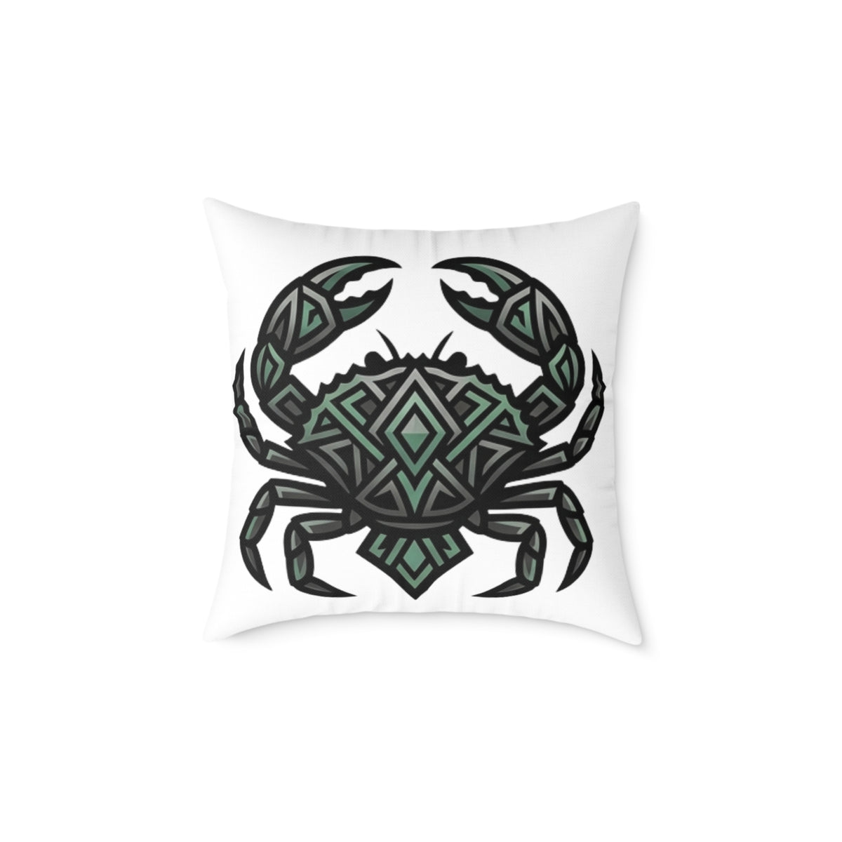 Cancer Zodiac Crab Mandala Square Pillow — Geometric Beach Decor Cushion