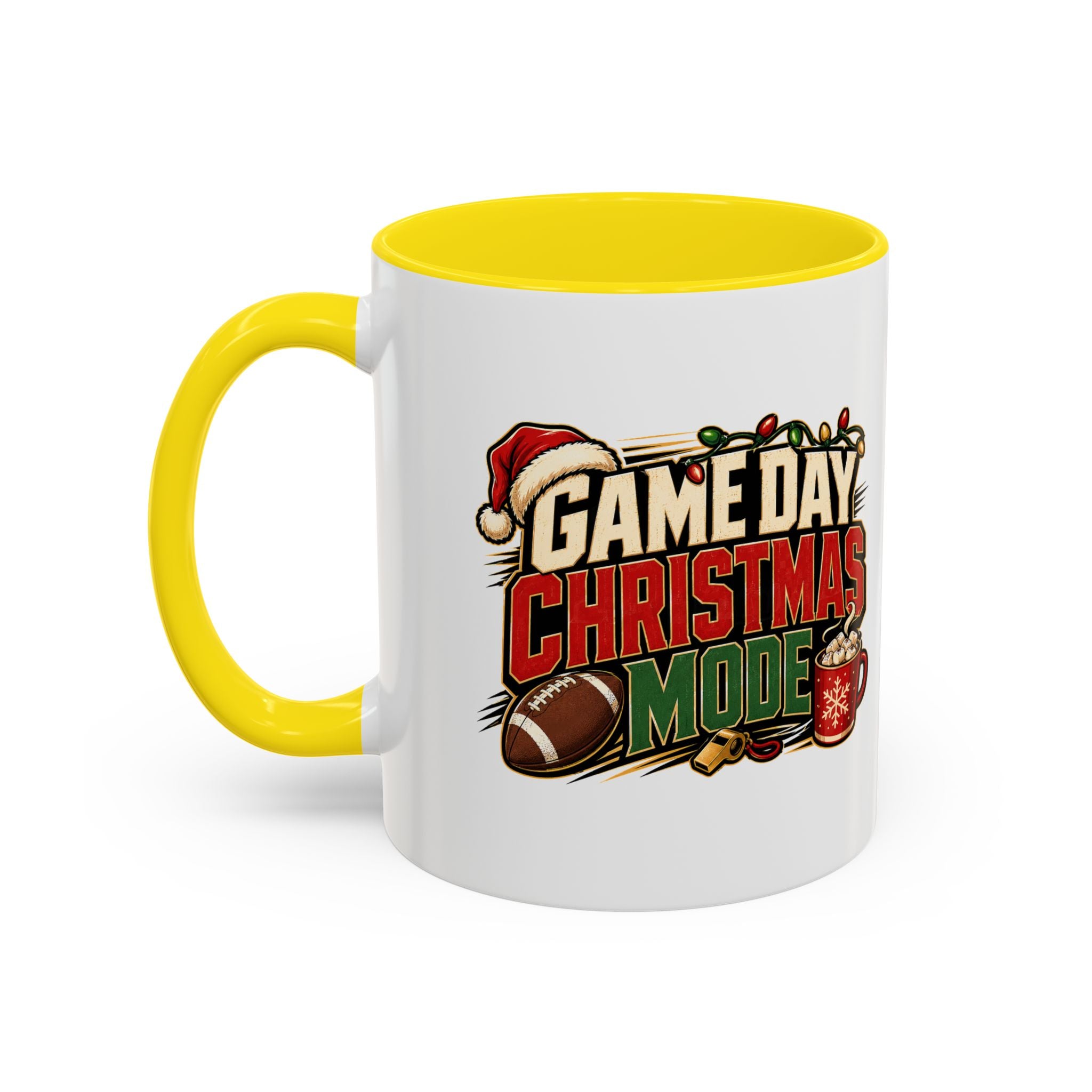 Modern Day Christmas Game Day Christmas Mode Coffee Mug - Holiday Football Mug (11/15oz)