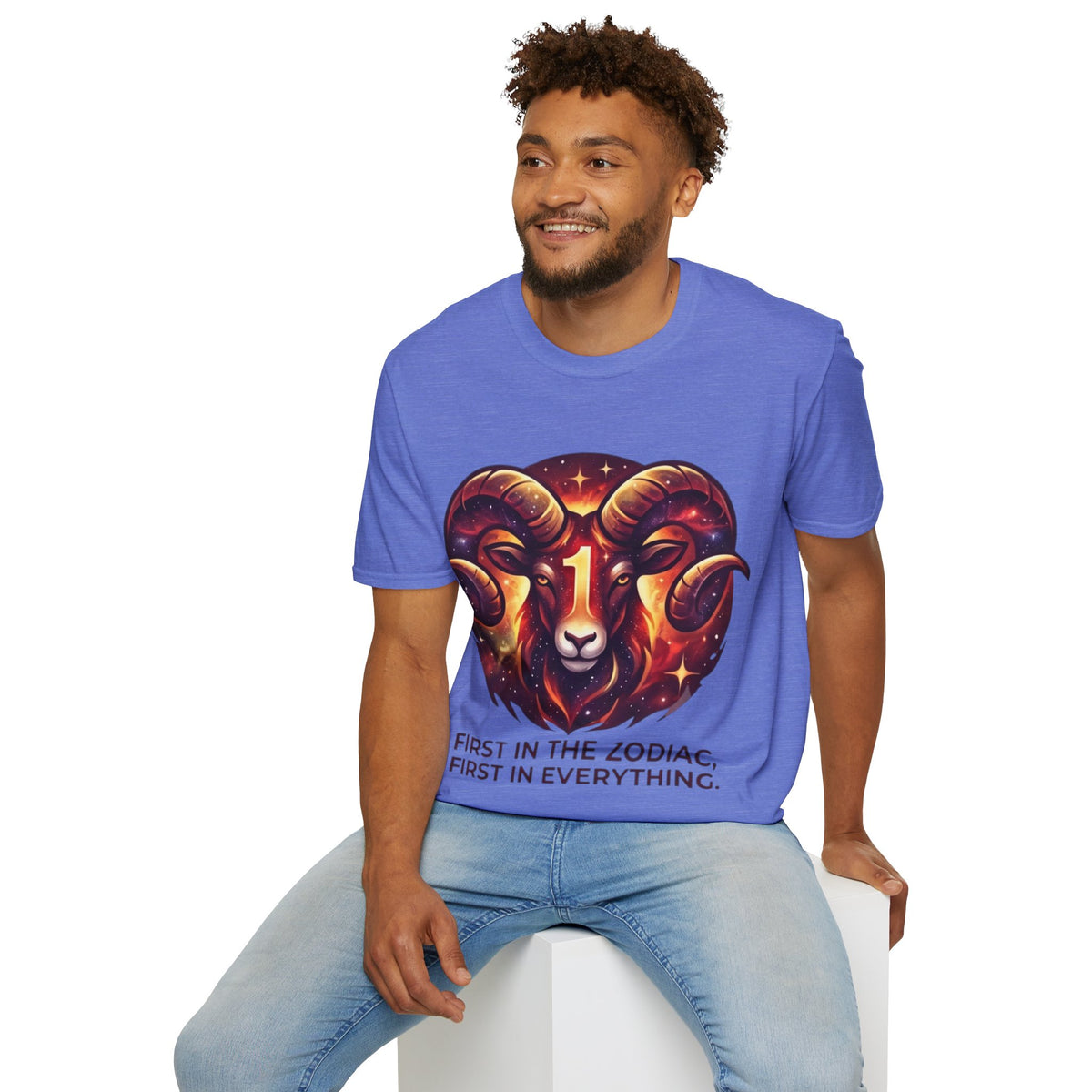 Aries Zodiac Ram Graphic T-Shirt — 'First in the Zodiac' Astrology Tee