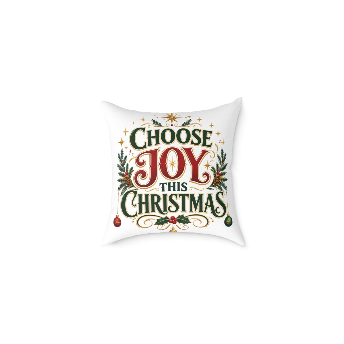 Choose Joy This Christmas Square Poly Canvas Pillow