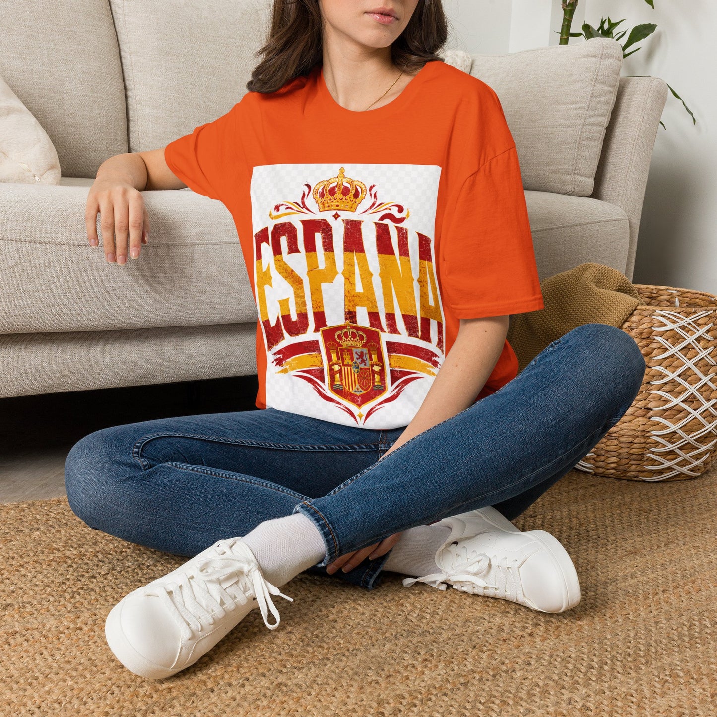 Spain Crown Graphic T-Shirt — Spanish Flag Vintage Crest Tee