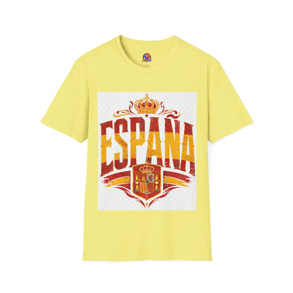 Spain Crown Graphic T-Shirt — Spanish Flag Vintage Crest Tee