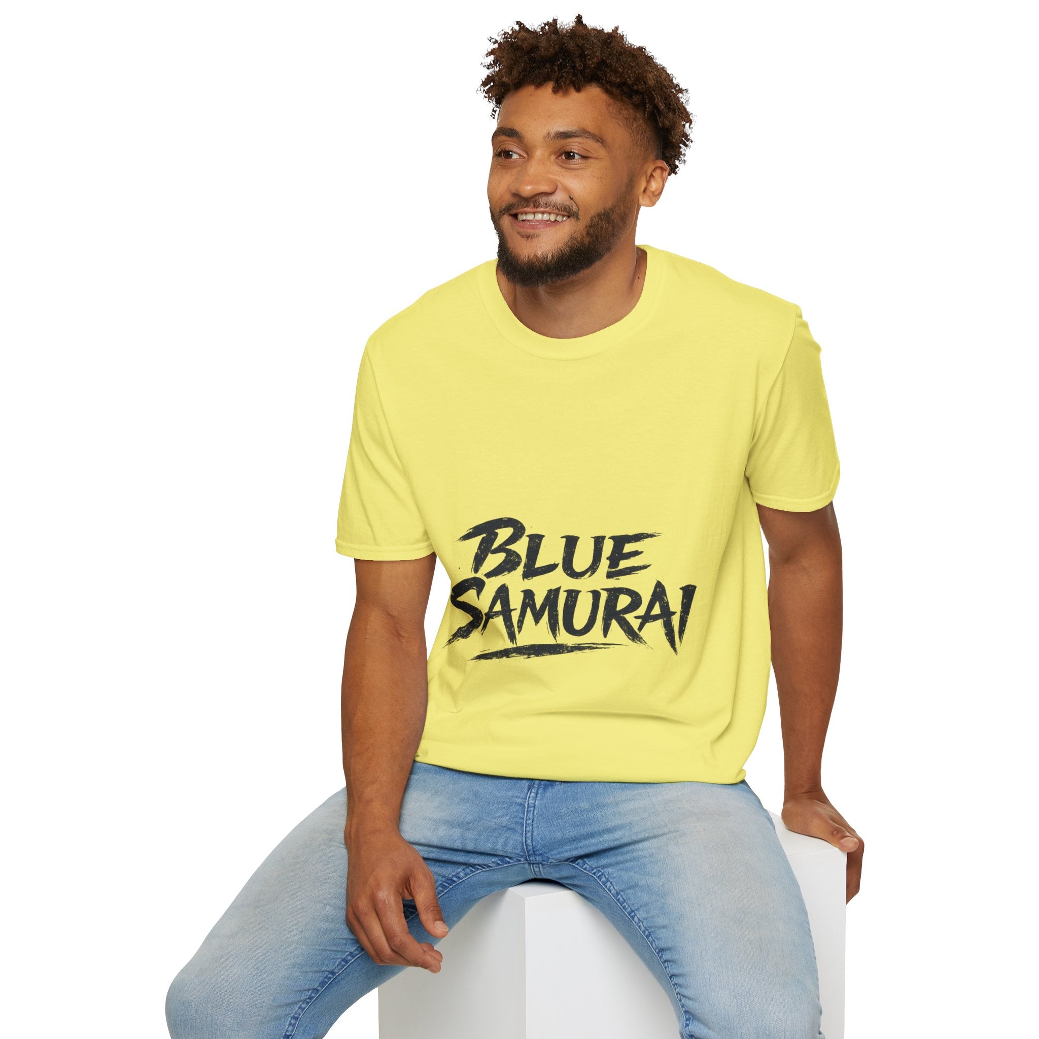 Japan Blue Samurai T-Shirt — Bold Brushstroke Graphic Tee