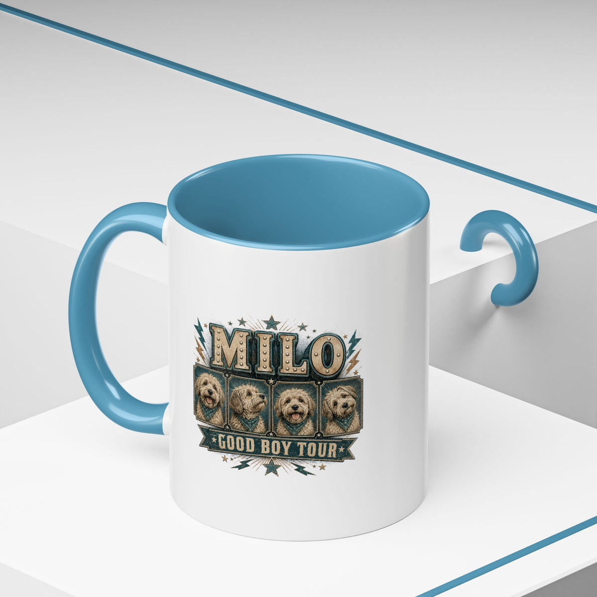 Milo Bailey Dog Dad Mom Milo 'Good Boy Tour' Accent Coffee Mug — Personalized Dog Lover Gift