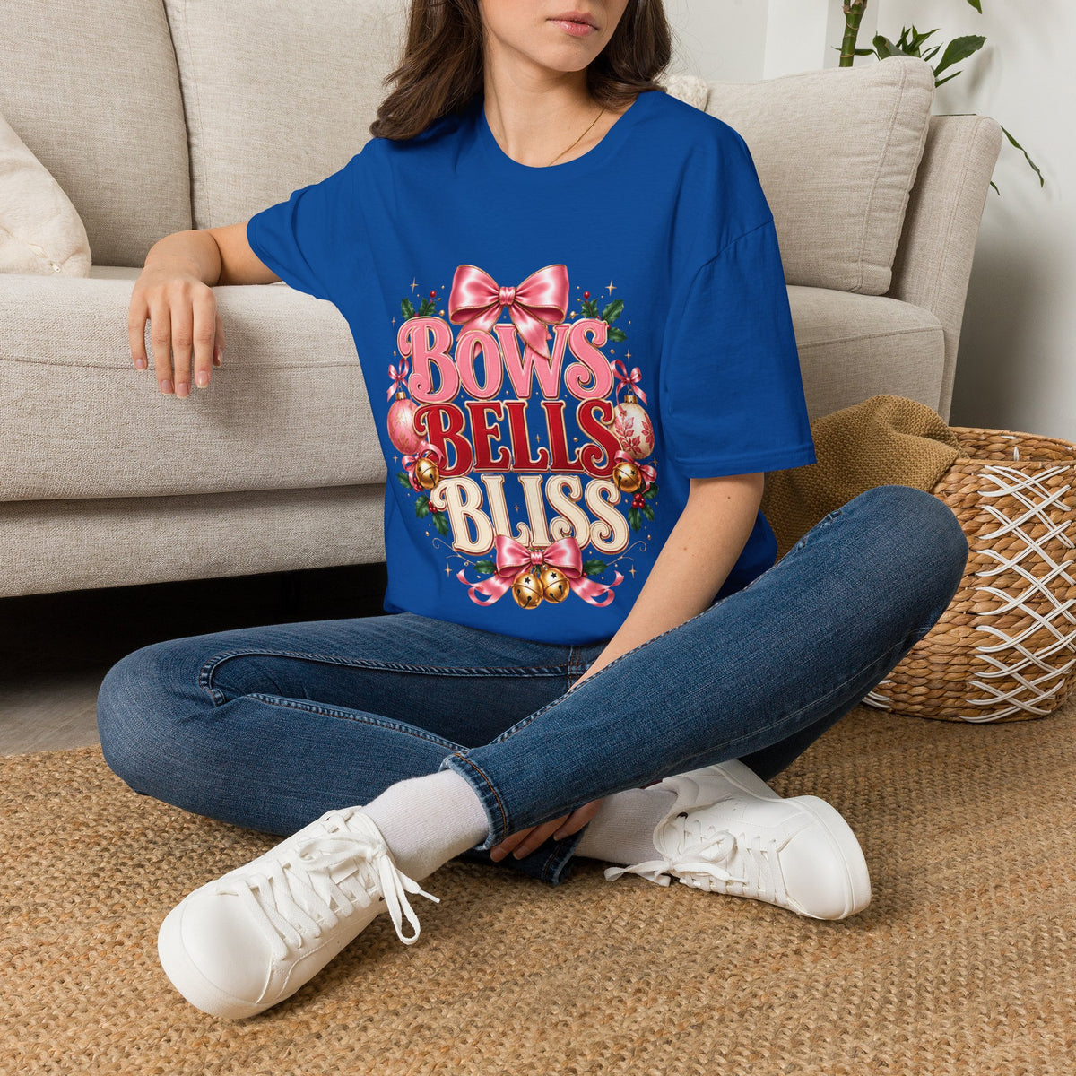 T-Shirt — Bows Bells Bliss Christmas Graphic Tee