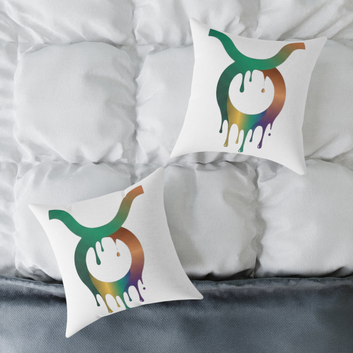 Zodiac Dripping Taurus Astrological Square Poly Canvas Pillow