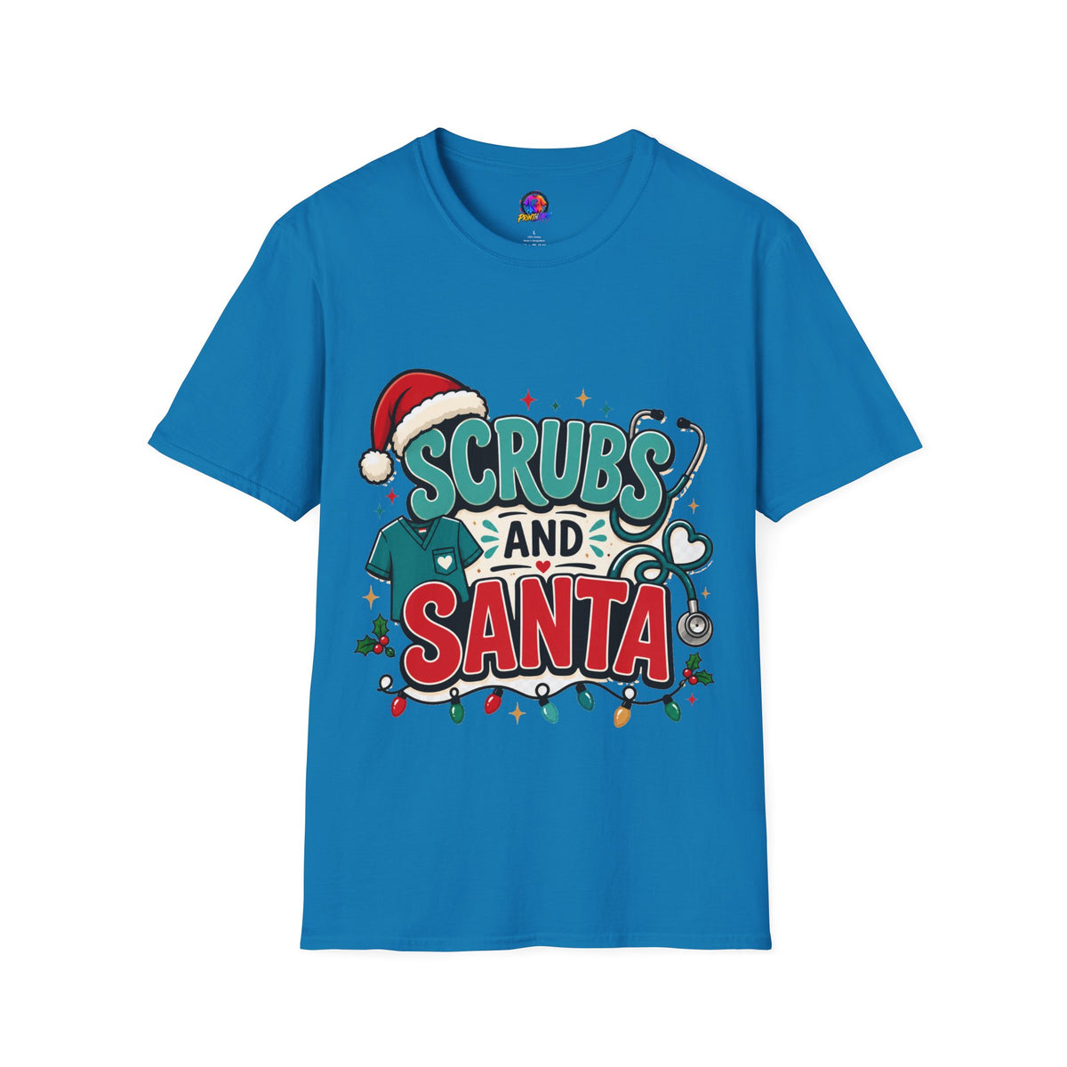 Scrubs and Santa Christmas T-Shirt — Cute Holiday Nurse Tee