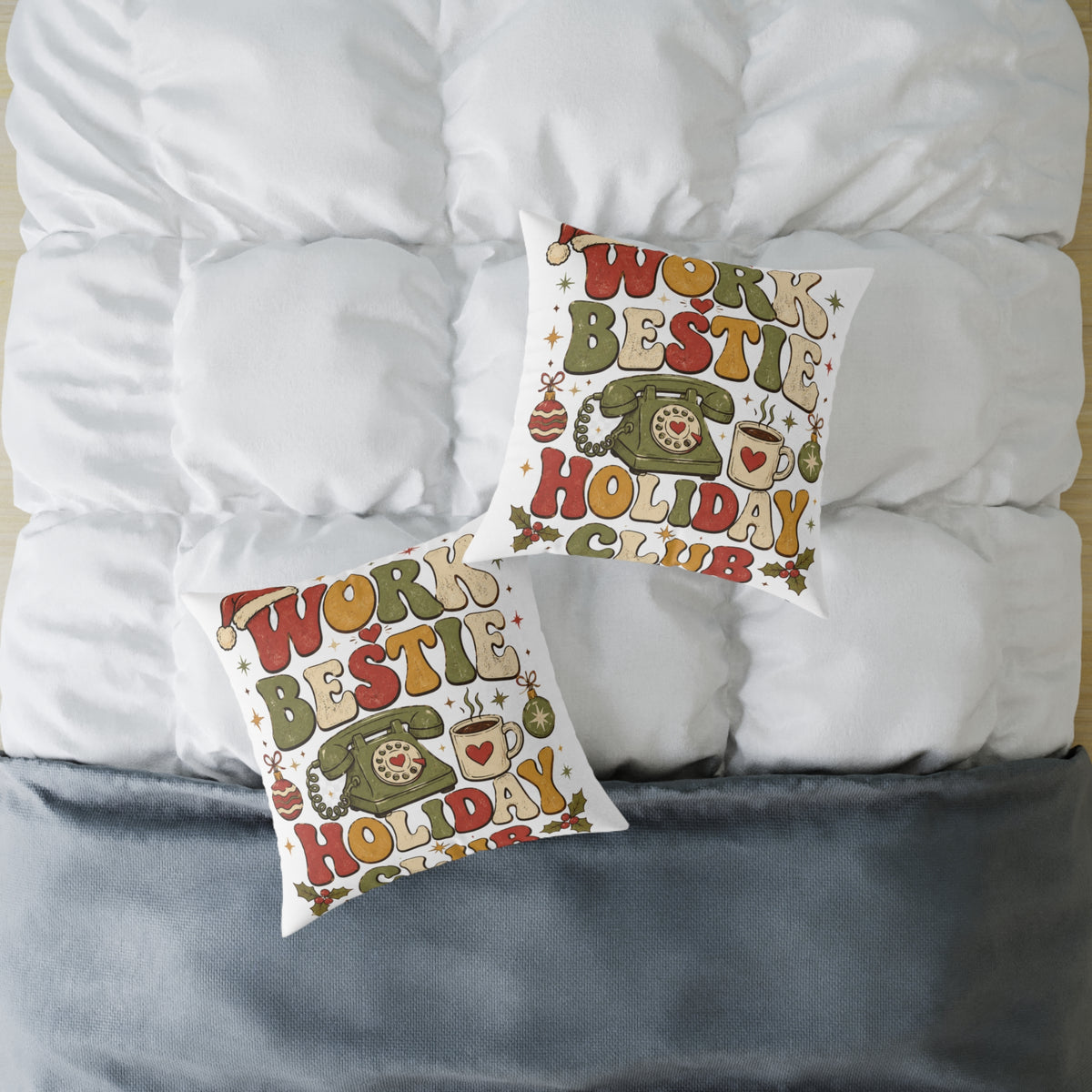 Modern Day Christmas Holiday 'Work Bestie' Decorative Throw Pillow