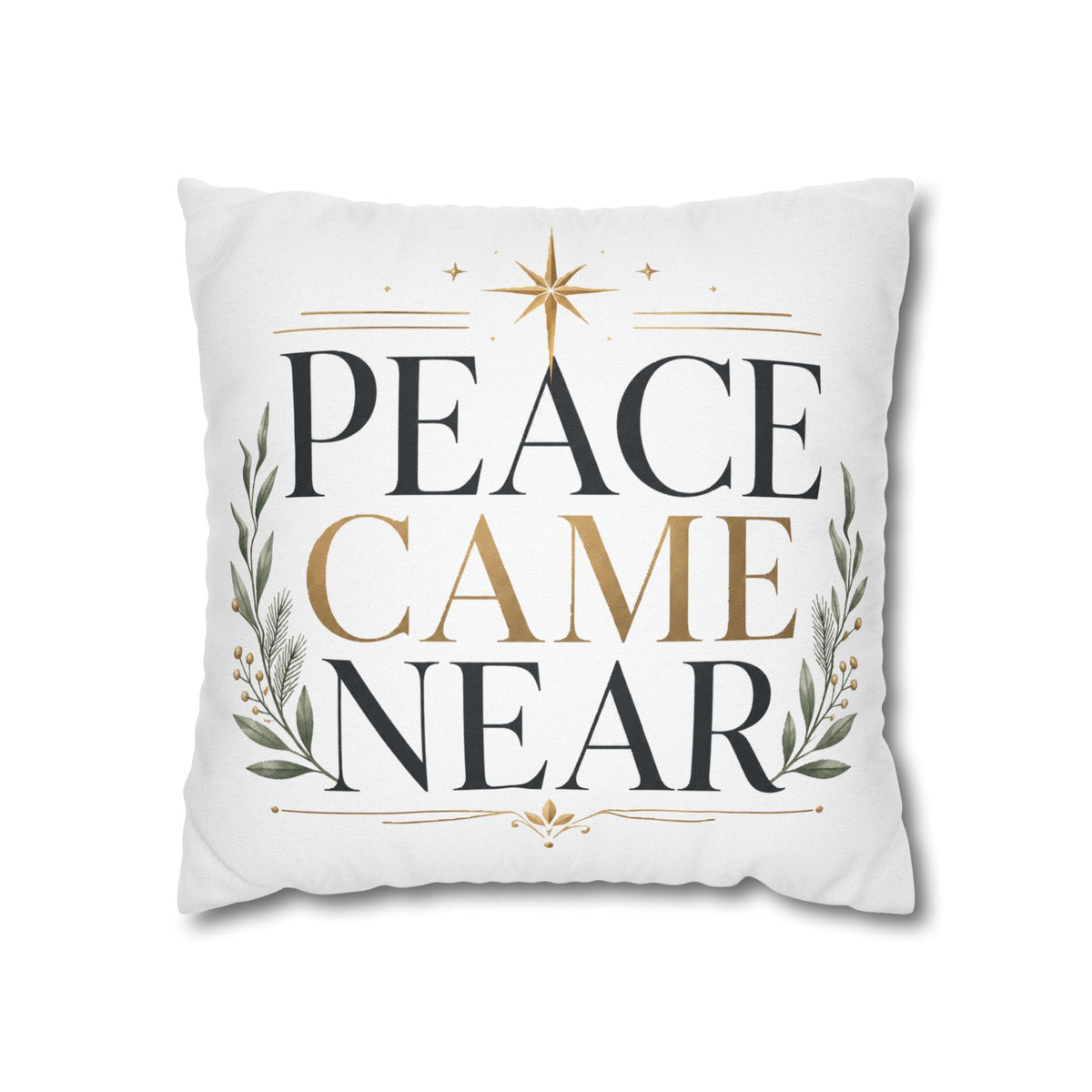 Christmas Peace Came Near Square Pillow — Christmas Holiday Decorative Throw Pillowcase