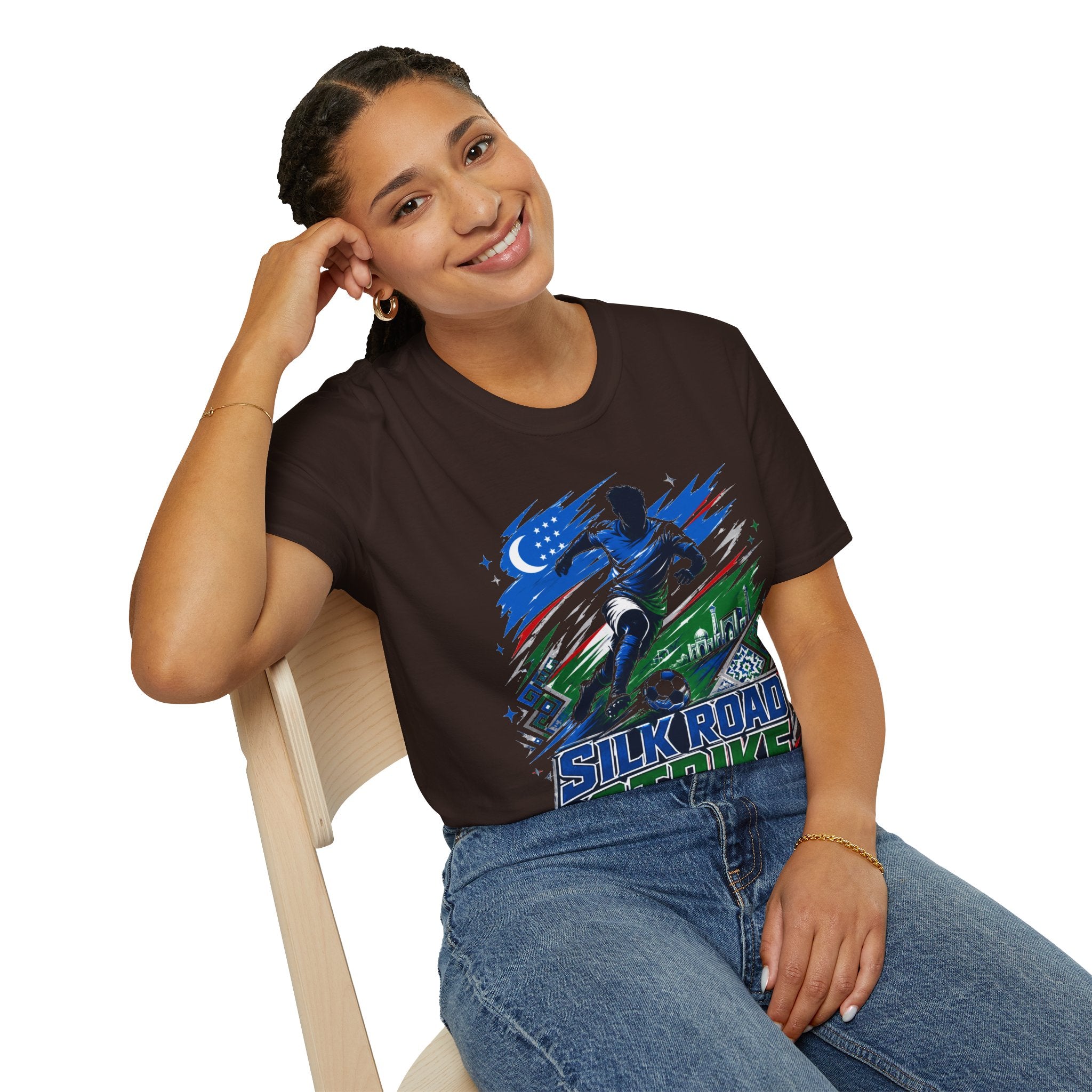 Silk Road Strike Soccer T-Shirt — Uzbekistan Football Graphic Tee