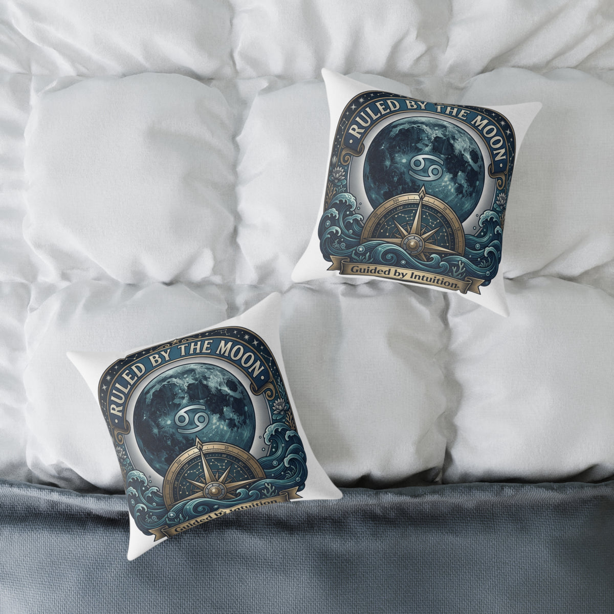 Cancer Zodiac Pillow Ruled By The Moon, Guided By Intuition Square Poly Canvas Pillow